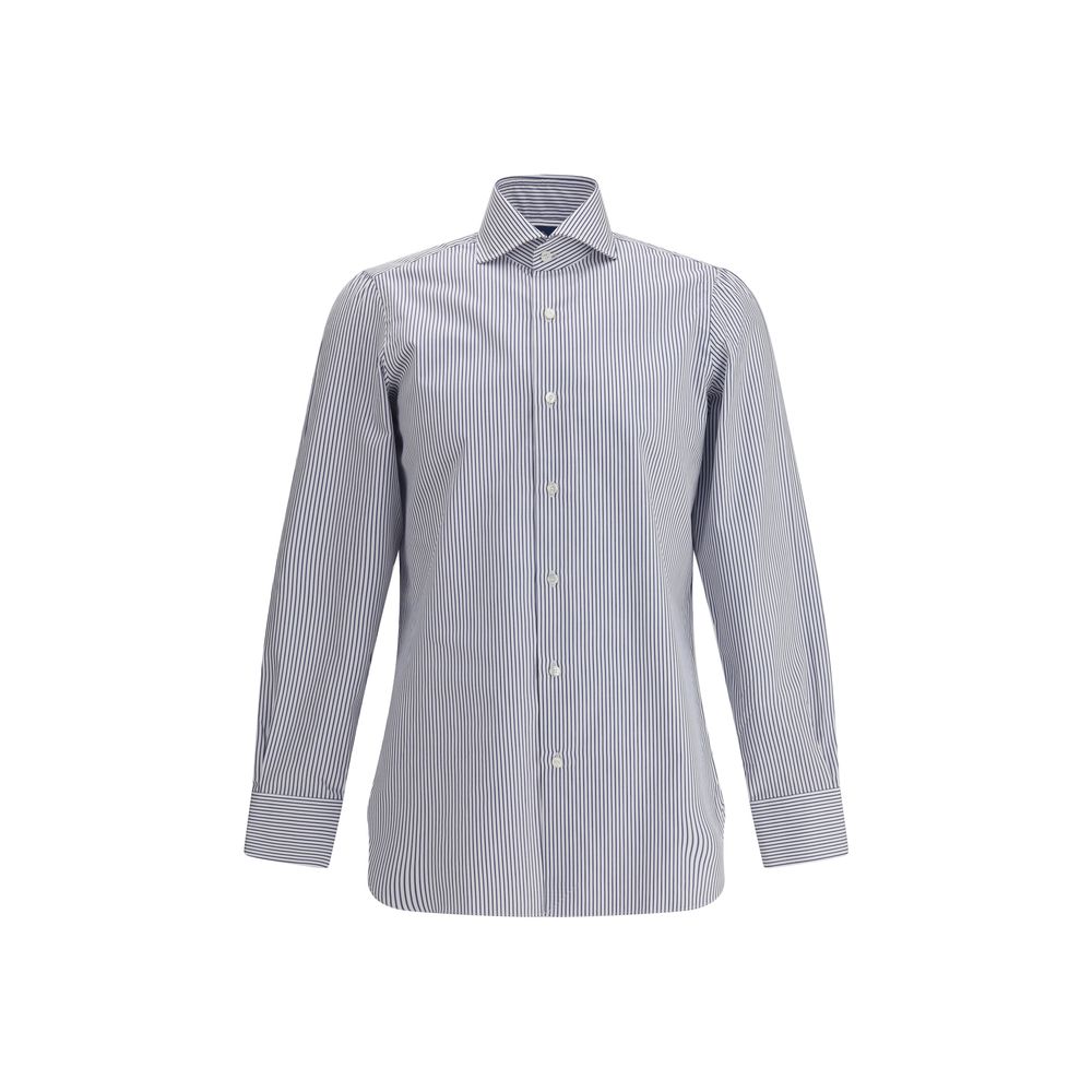Finamore Blue Cotton Pattern Shirt | Regal Royce