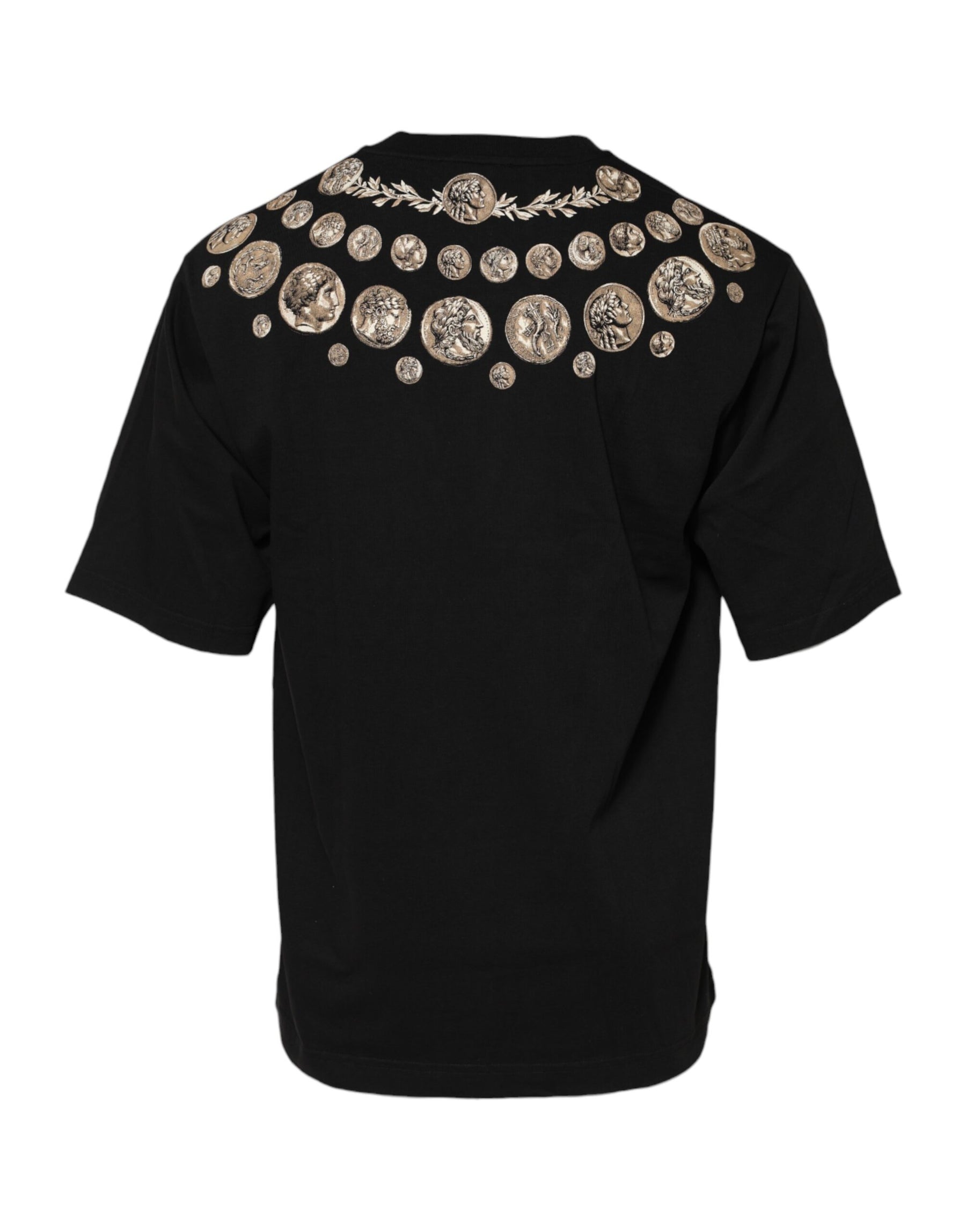 Dolce & Gabbana Black Coin Print Cotton Crew Neck T-shirt | Regal Royce