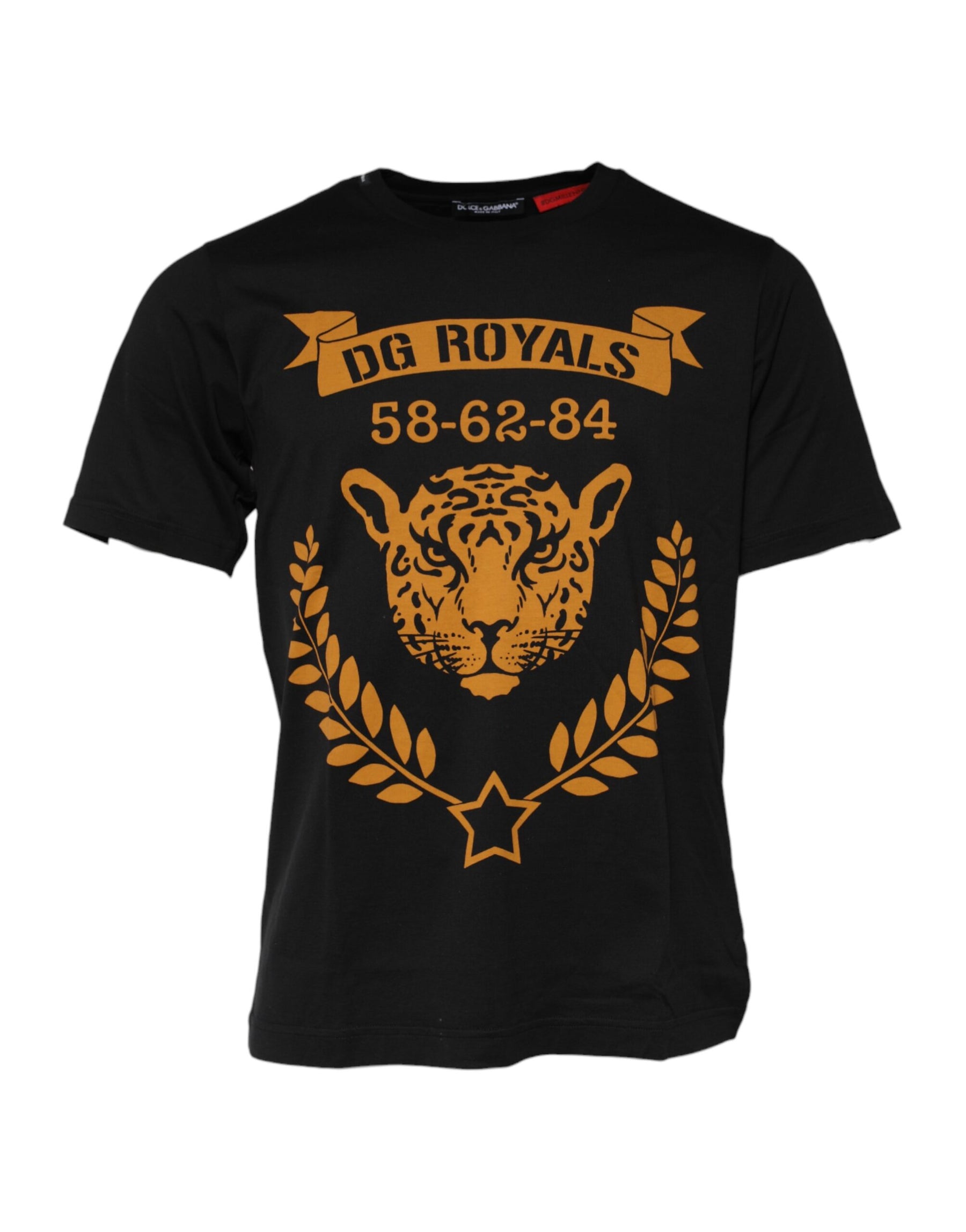 Dolce & Gabbana Black DG Royals Cotton Crew Neck T-shirt | Regal Royce