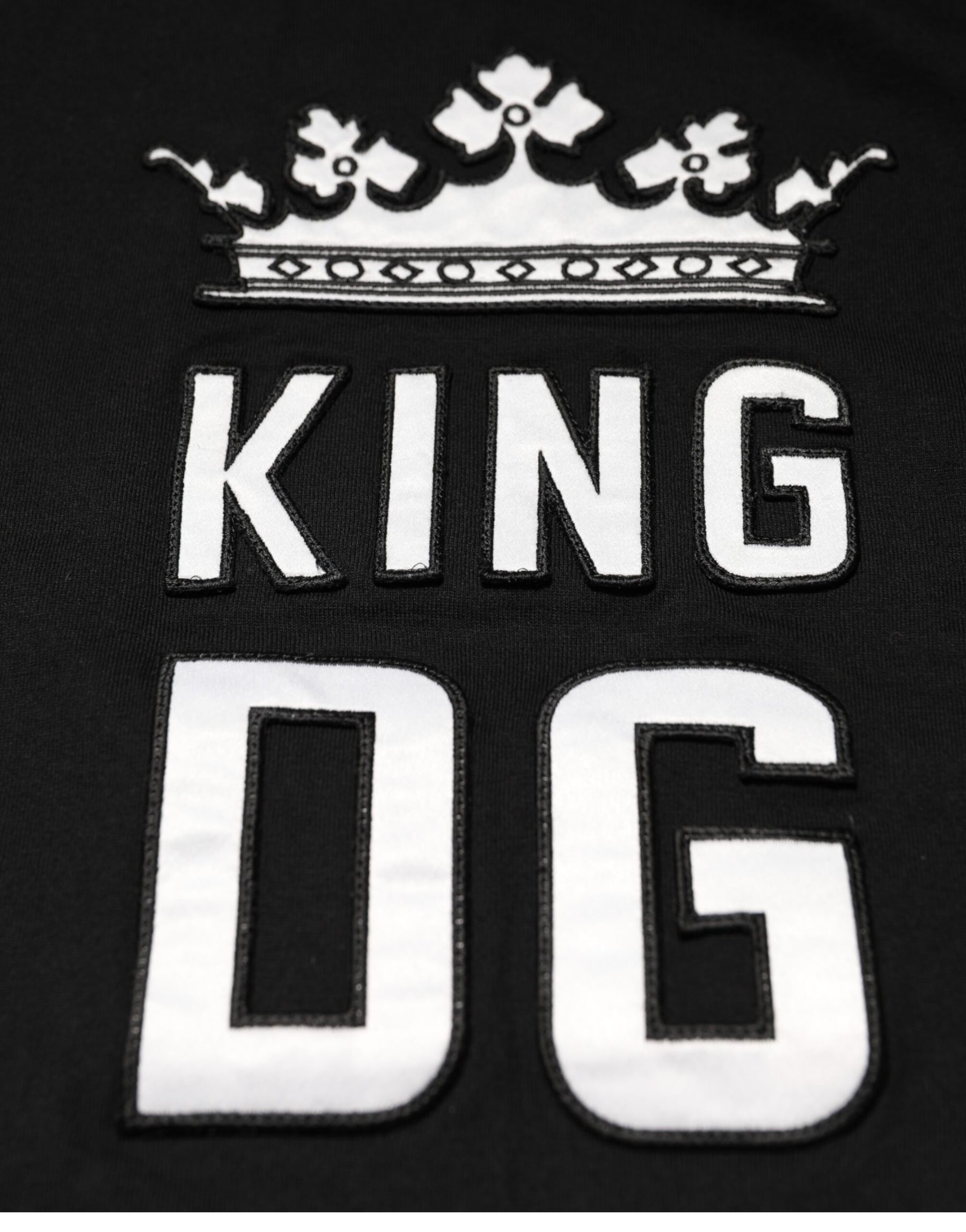 Dolce & Gabbana Black DG King Crown Cotton Crew Neck T-shirt | Regal Royce
