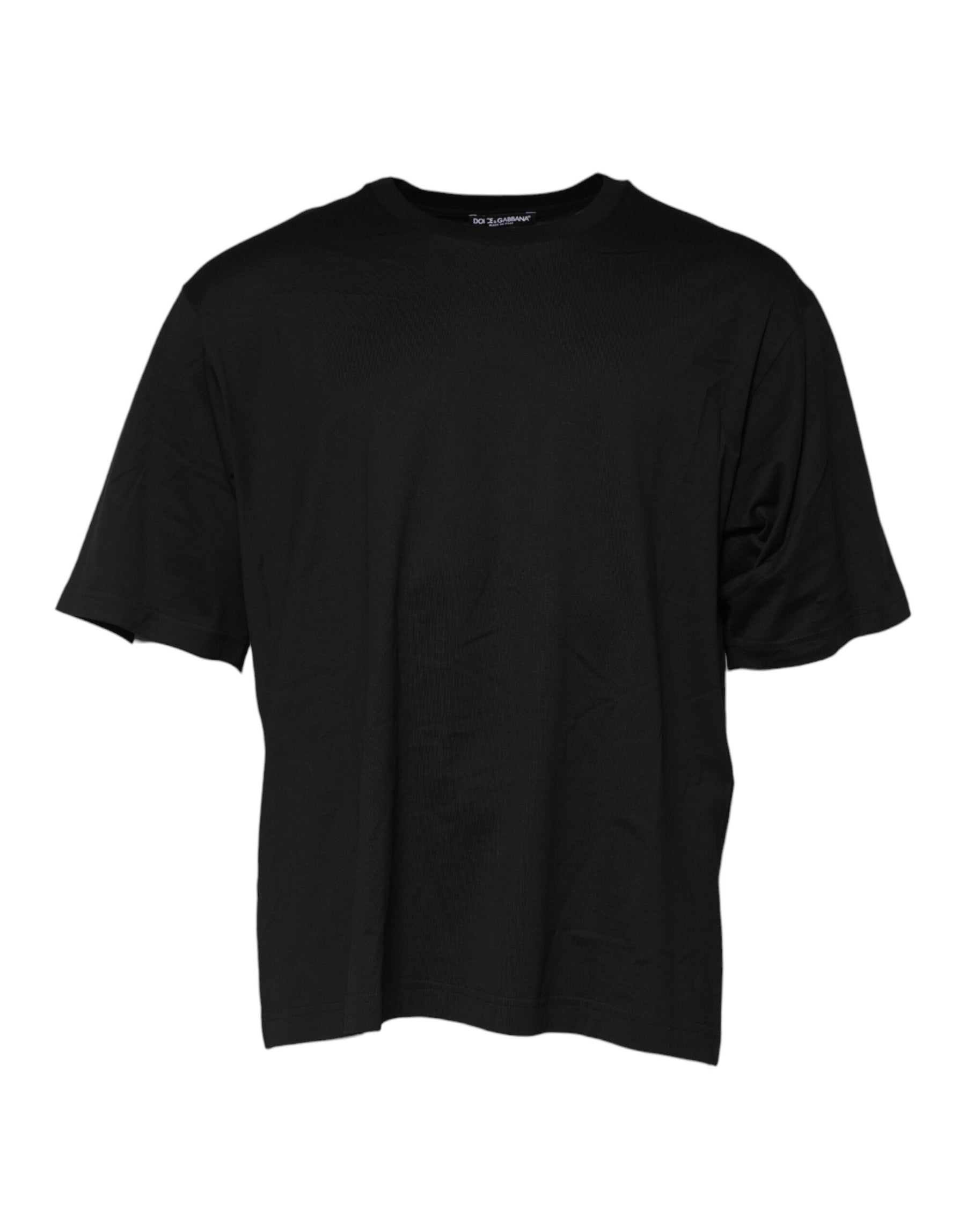 Dolce & Gabbana Black Cotton Crew Neck Short Sleeves T-shirt | Regal Royce