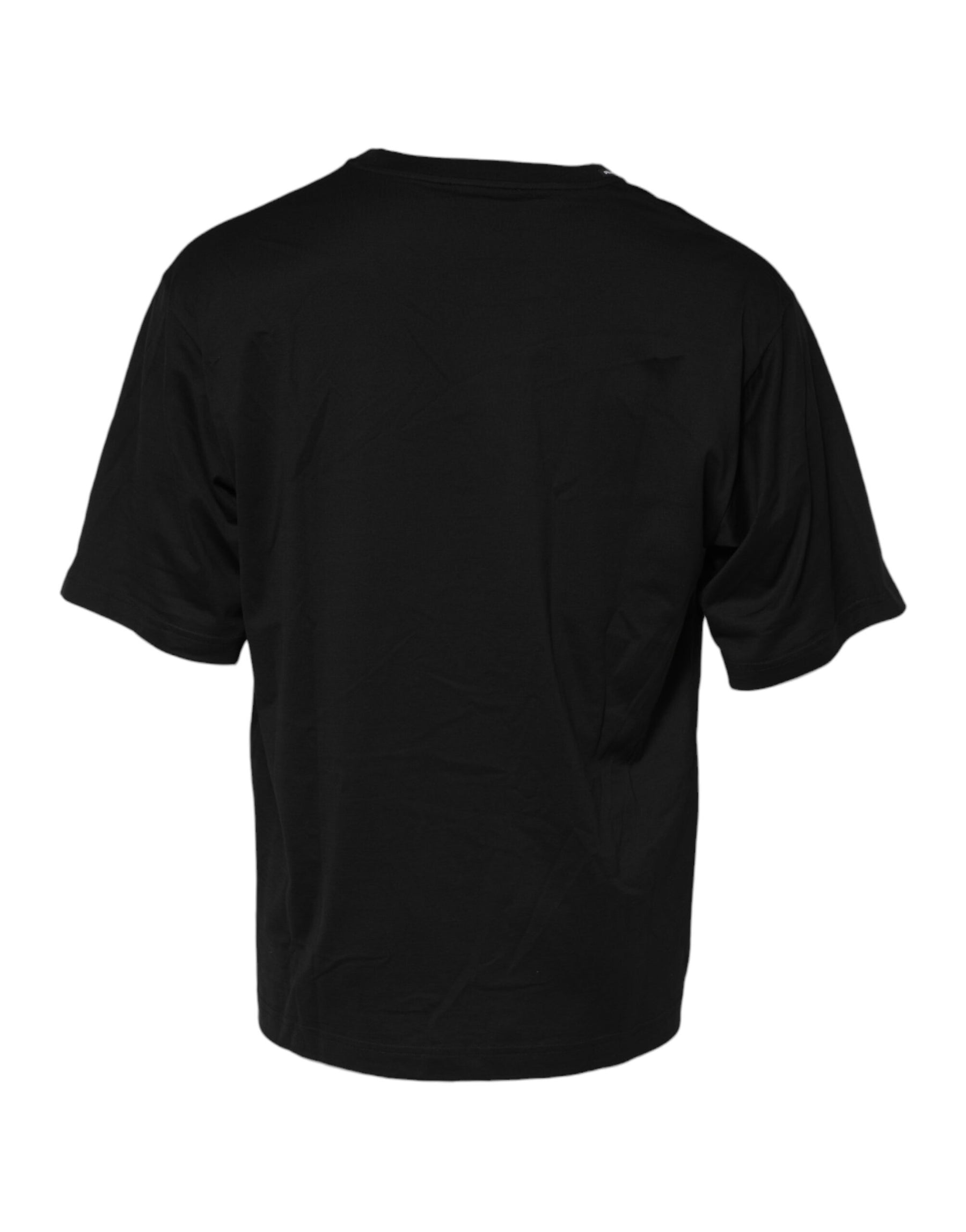 Dolce & Gabbana Black Cotton Crew Neck Short Sleeves T-shirt | Regal Royce