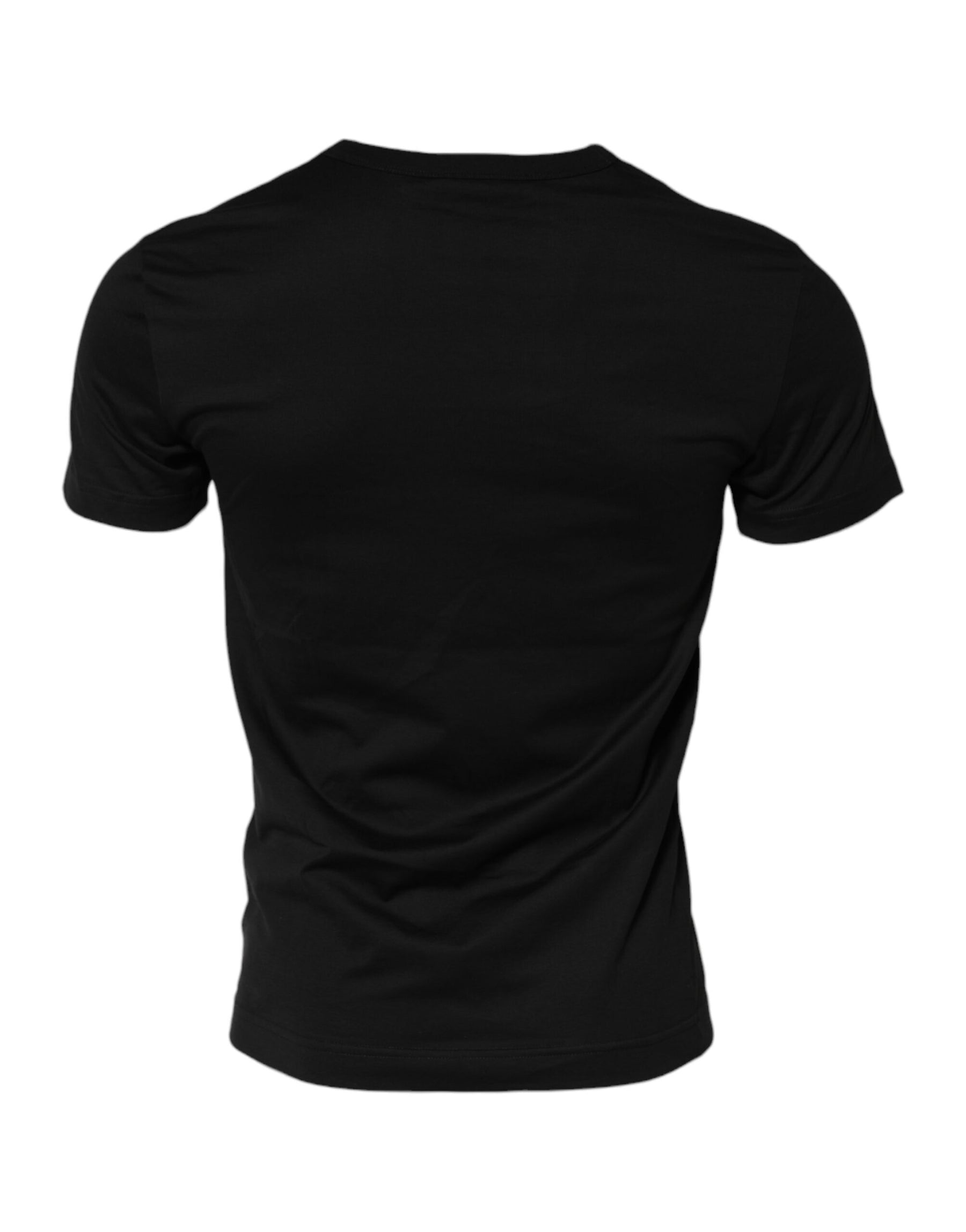 Dolce & Gabbana Black Cotton Crewneck Short Sleeves T-shirt | Regal Royce