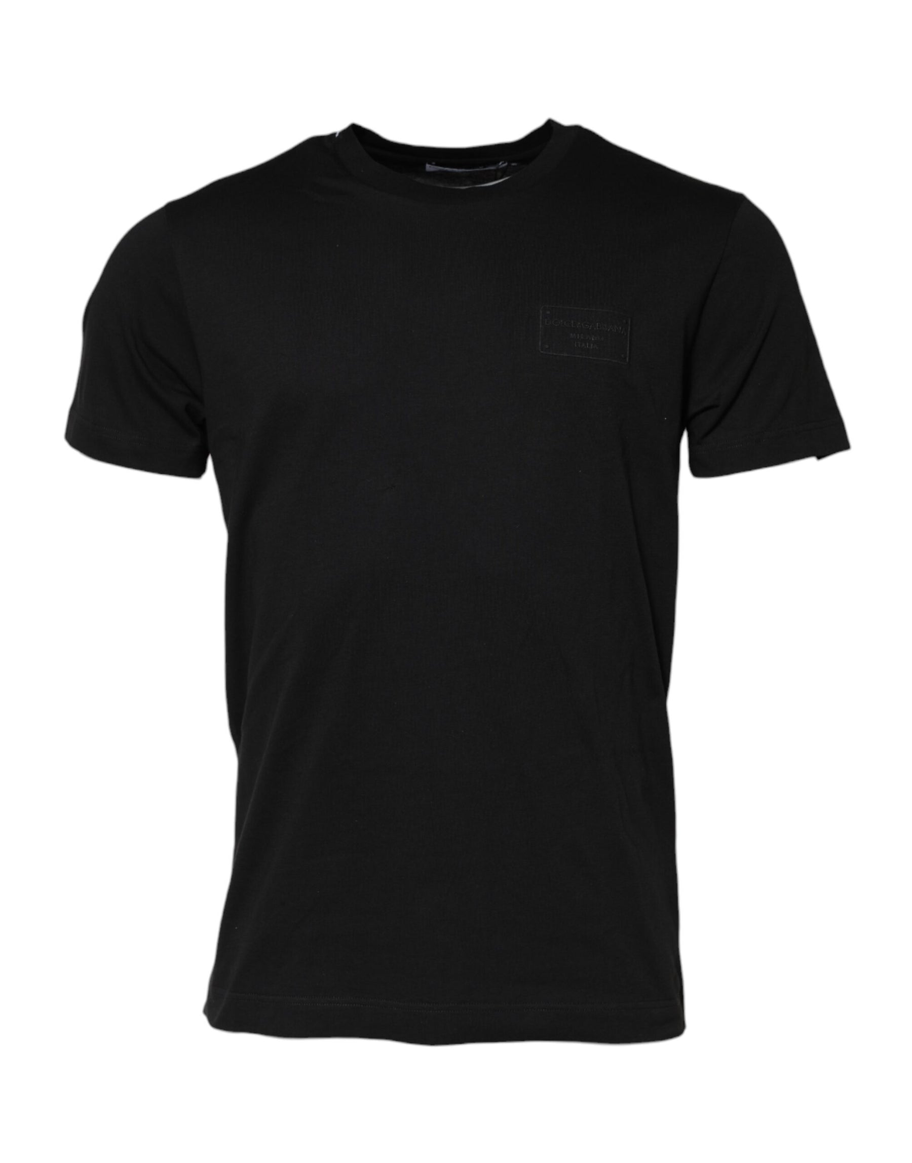 Dolce & Gabbana Black Logo Plaque Cotton Crew Neck T-shirt | Regal Royce