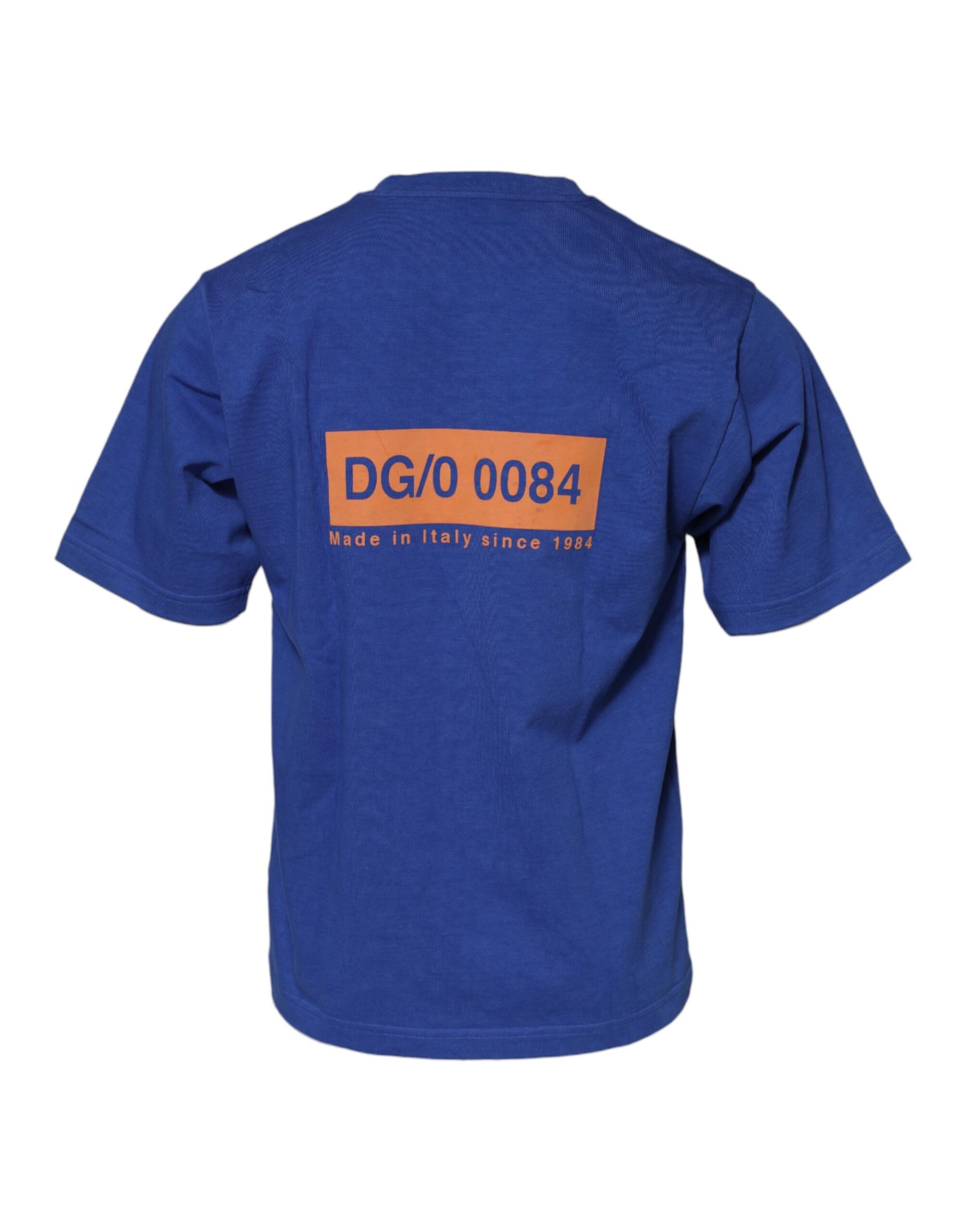 Dolce & Gabbana Blue Logo Graphic Cotton Crew Neck T-shirt | Regal Royce