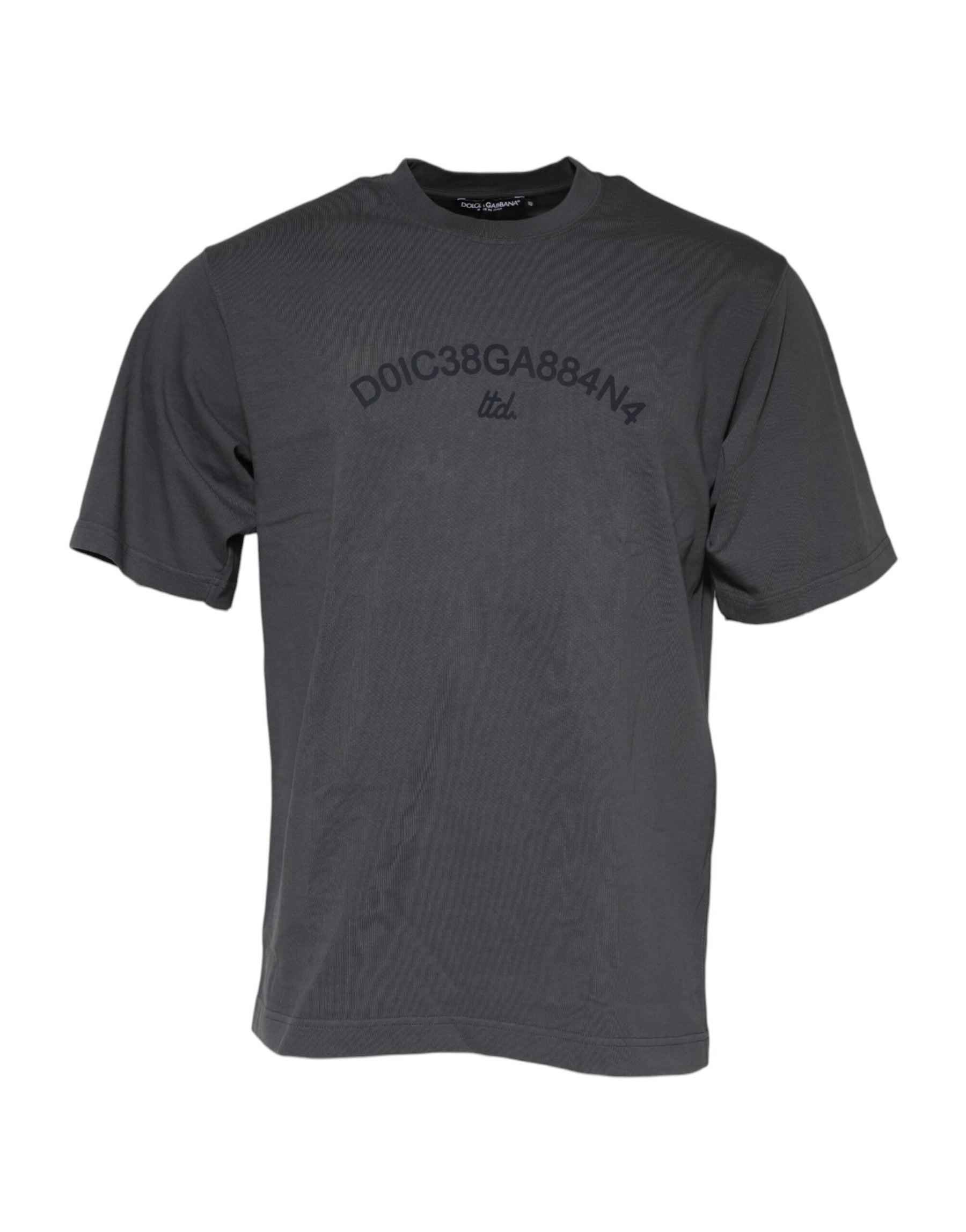 Dolce & Gabbana Gray Logo Graphic Cotton Crew Neck T-shirt | Regal Royce