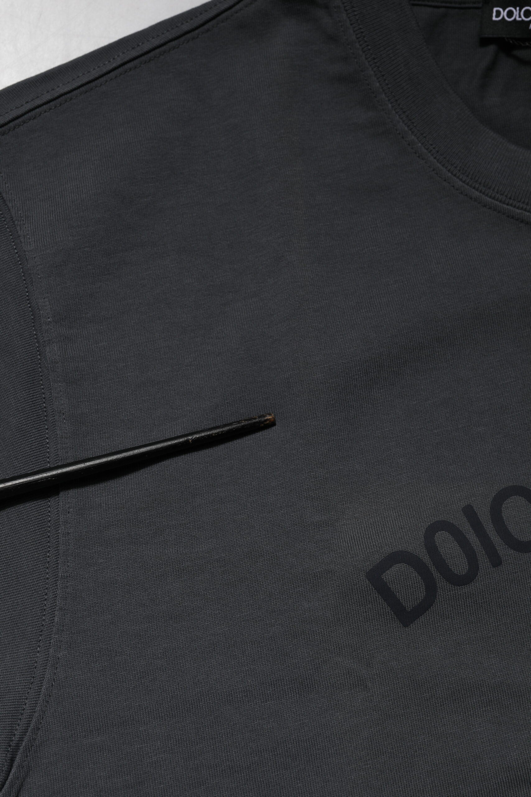 Dolce & Gabbana Gray Logo Graphic Cotton Crew Neck T-shirt | Regal Royce