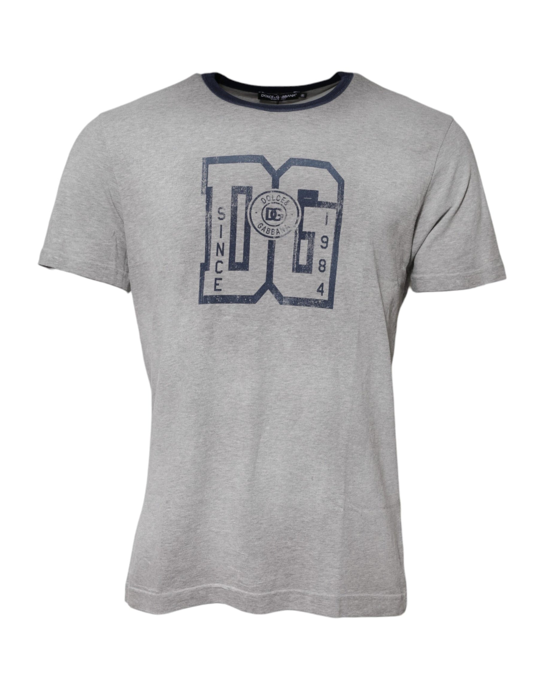 Dolce & Gabbana Gray DG Graphic Print Cotton Crewneck T-shirt | Regal Royce