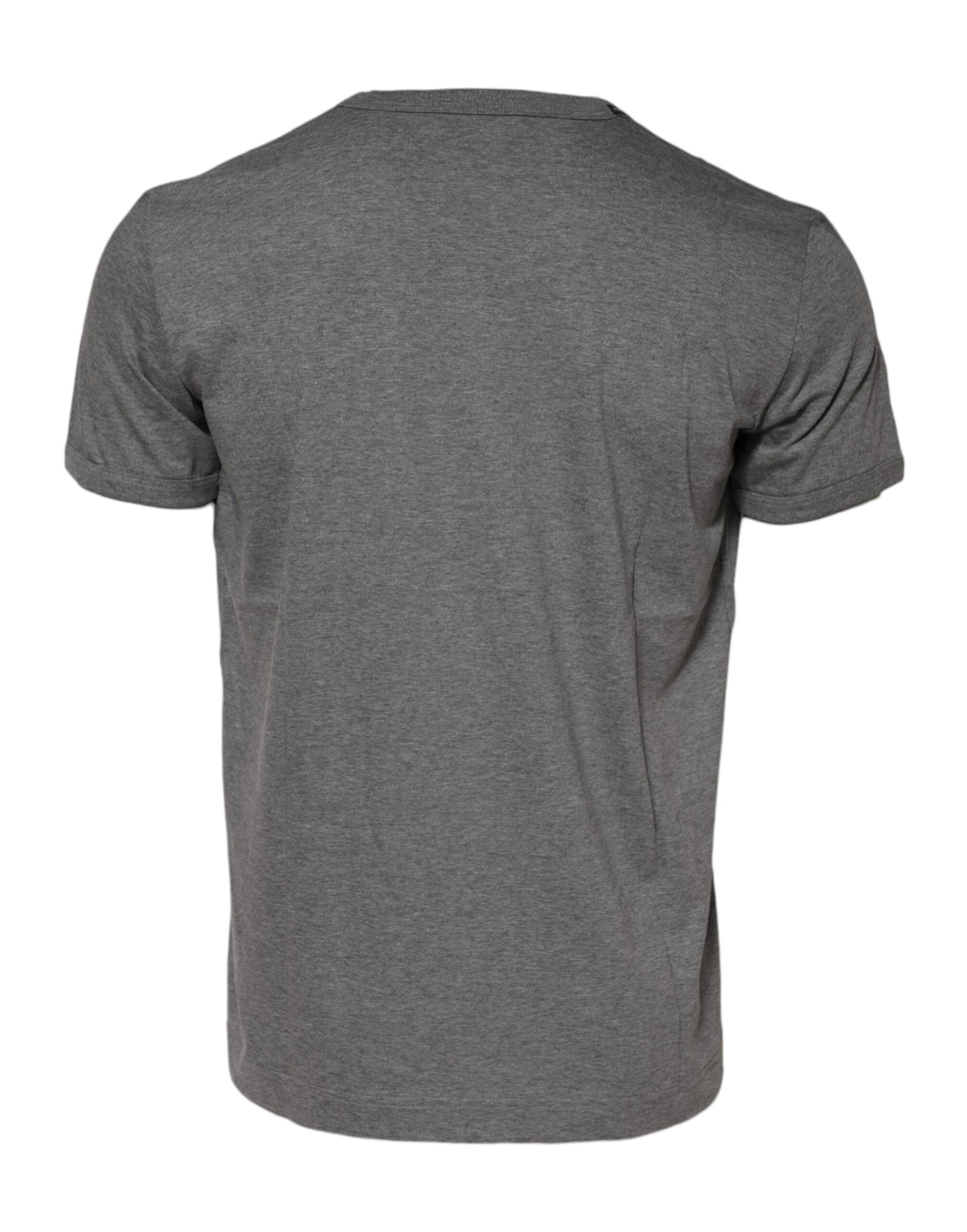 Dolce & Gabbana Gray Cotton Crew Neck Short Sleeves T-shirt | Regal Royce