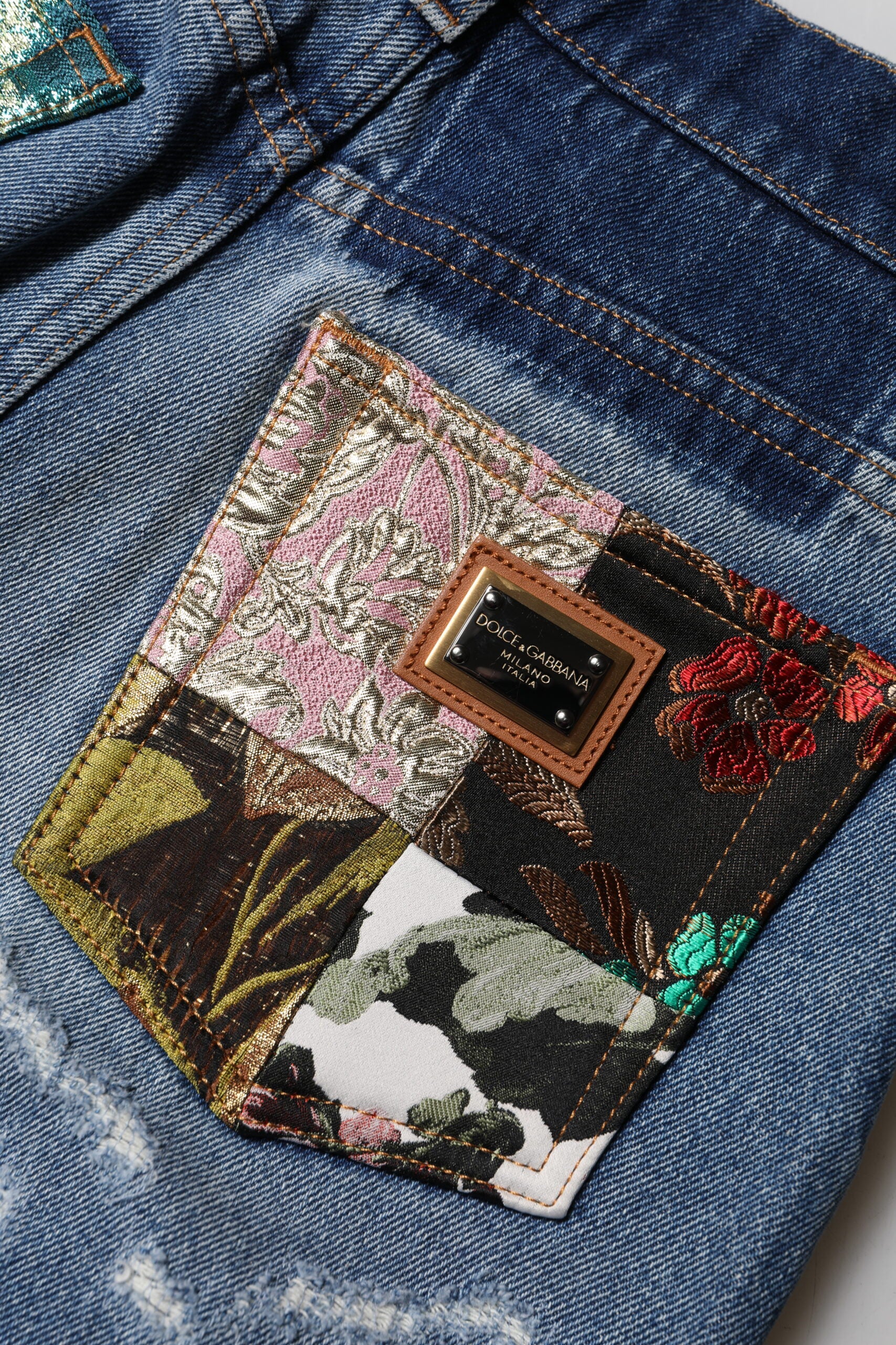 Dolce & Gabbana Blue AMBER Tattered High Waist Denim Jeans | Regal Royce
