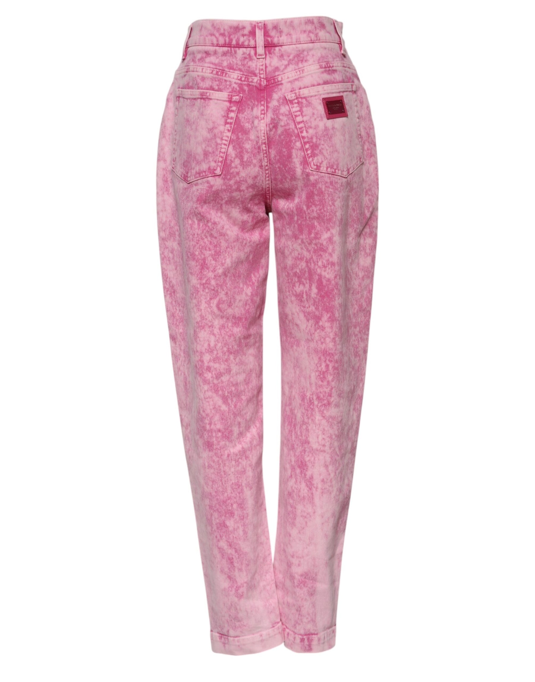 Dolce & Gabbana Pink Tie Dye High Waist Tapered Denim Jeans | Regal Royce
