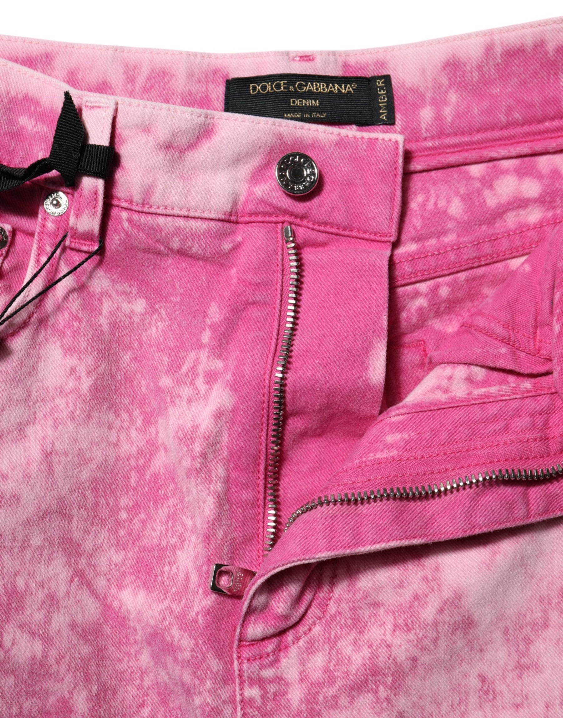 Dolce & Gabbana Pink Tie Dye High Waist Tapered Denim Jeans | Regal Royce