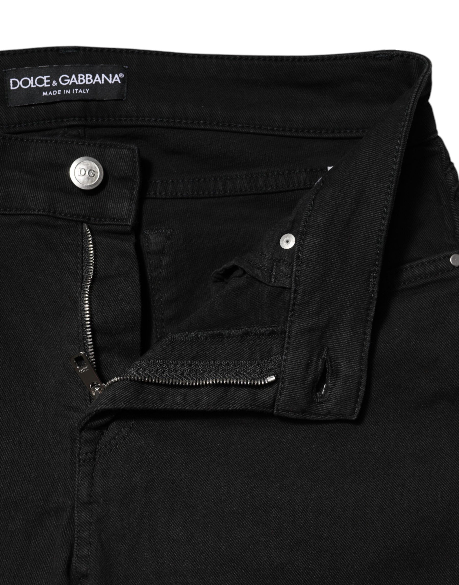 Dolce & Gabbana Black Cotton Skinny Mid Waist Denim Jeans | Regal Royce