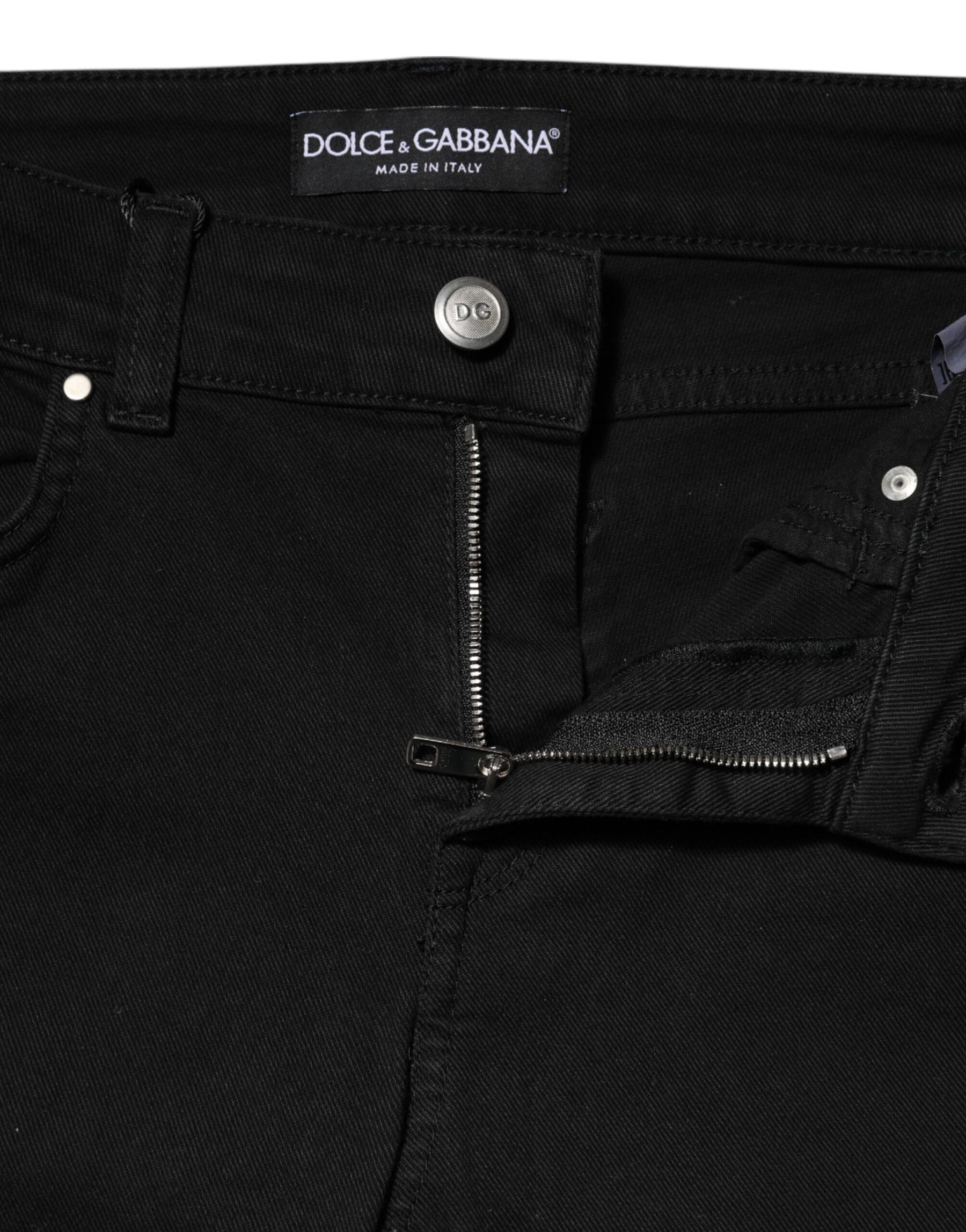 Dolce & Gabbana Black Cotton Skinny Mid Waist Denim Jeans | Regal Royce