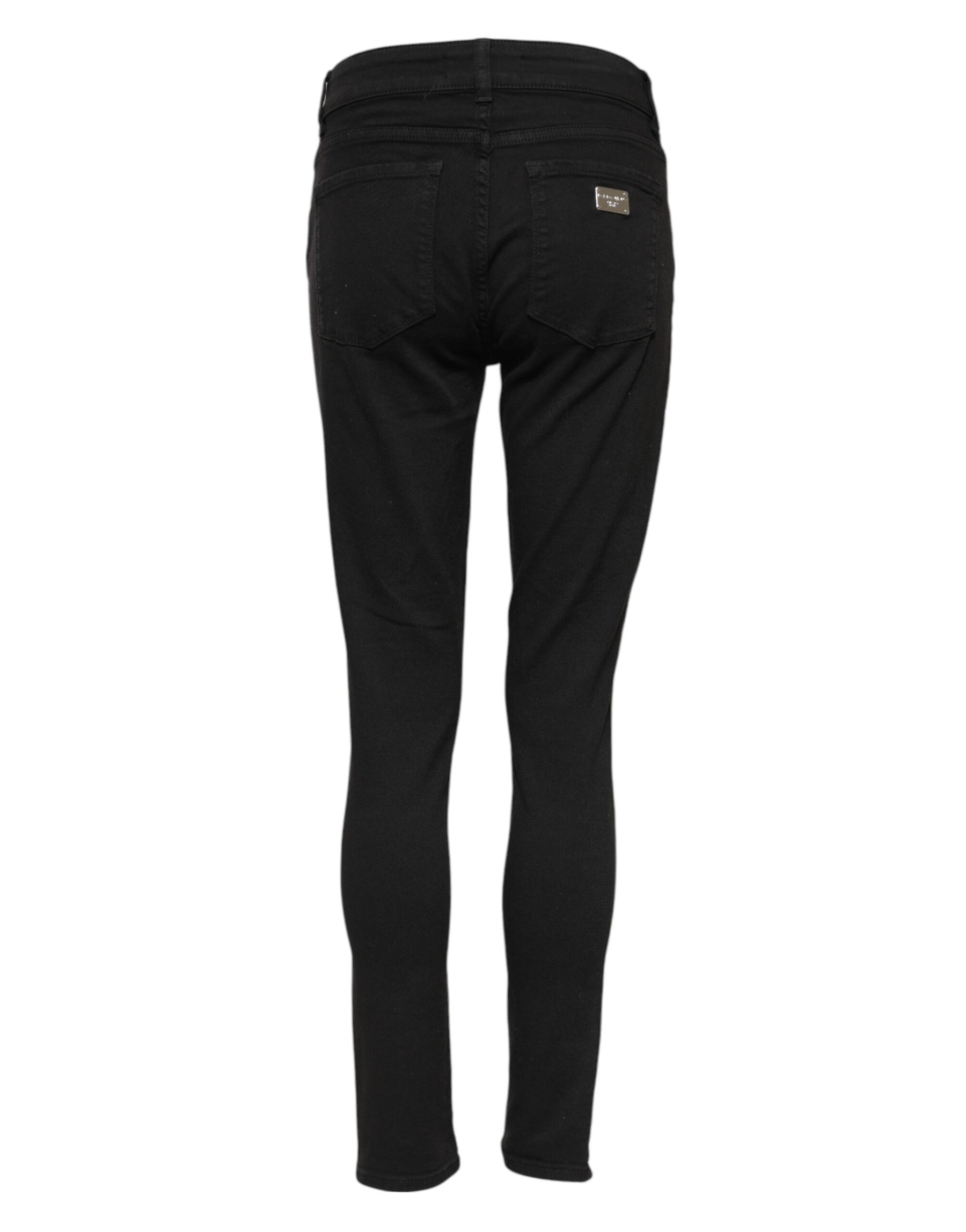 Dolce & Gabbana Black Cotton Skinny Mid Waist Denim Jeans | Regal Royce