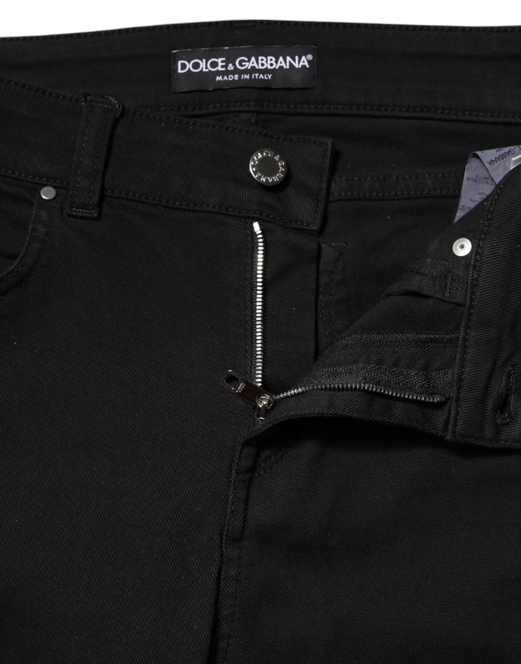 Dolce & Gabbana Black Cotton Skinny Mid Waist Denim Jeans | Regal Royce