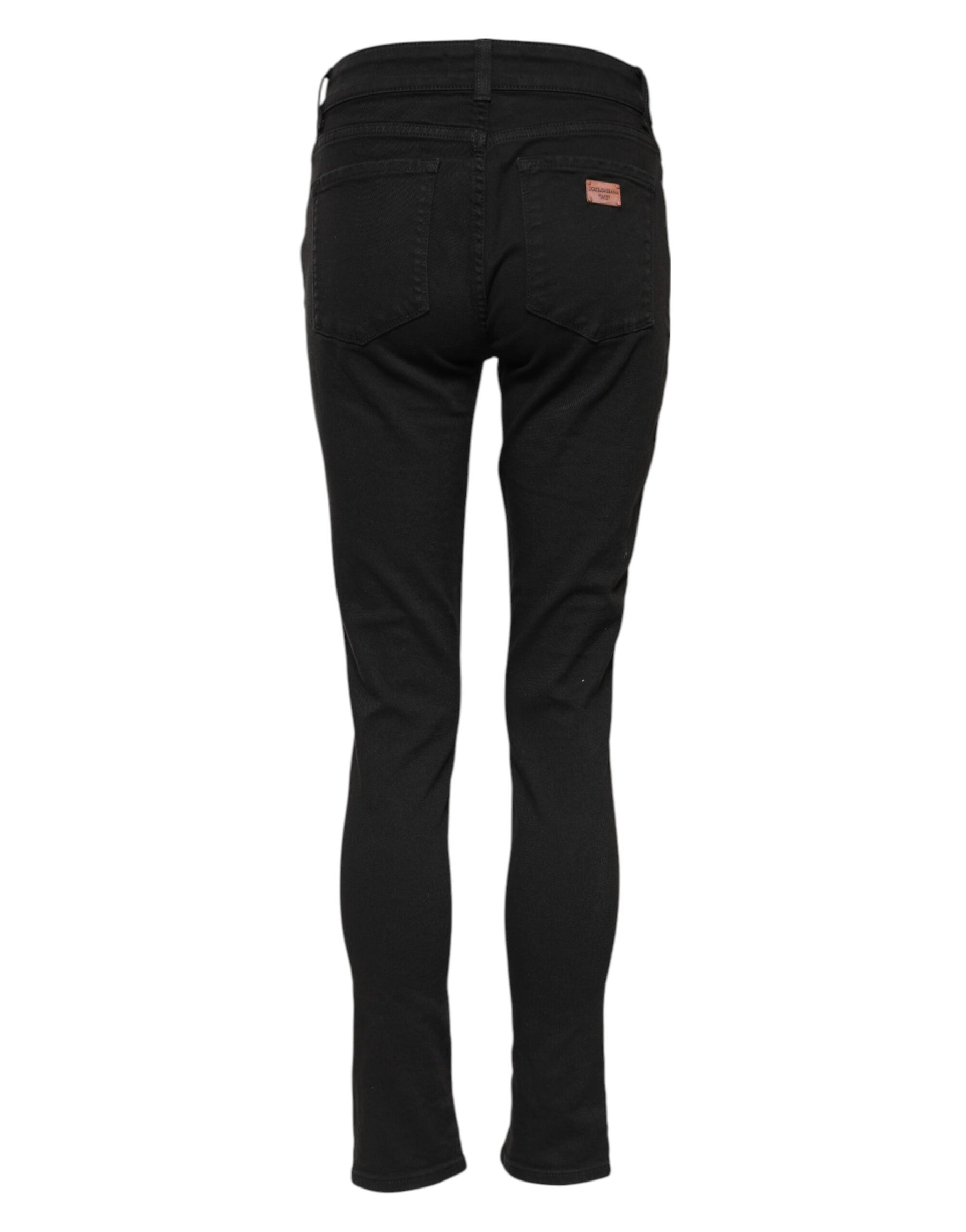 Dolce & Gabbana Black Cotton Skinny Mid Waist Denim Jeans | Regal Royce