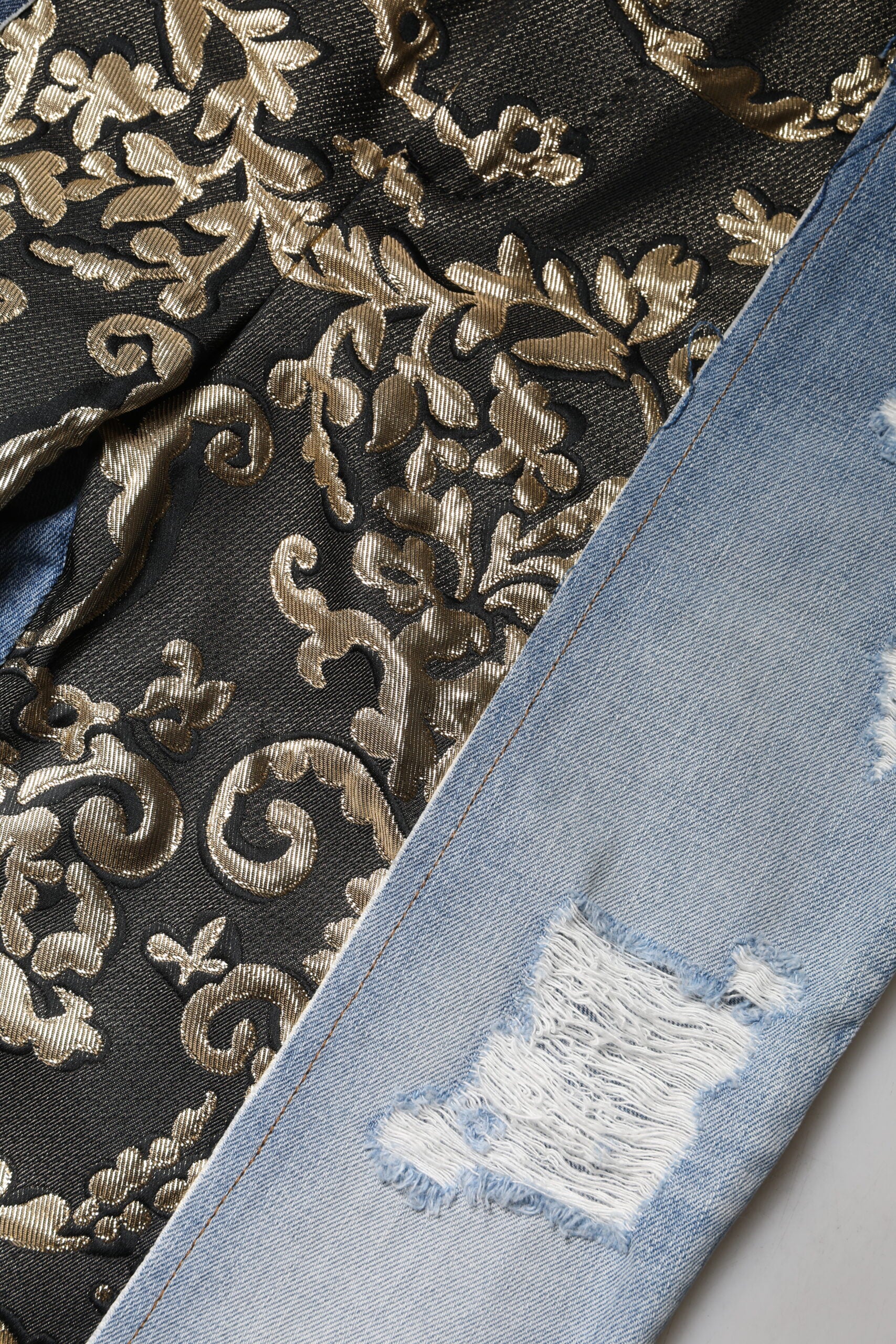 Dolce & Gabbana Multicolor Patchwork Tapered Denim Jeans | Regal Royce