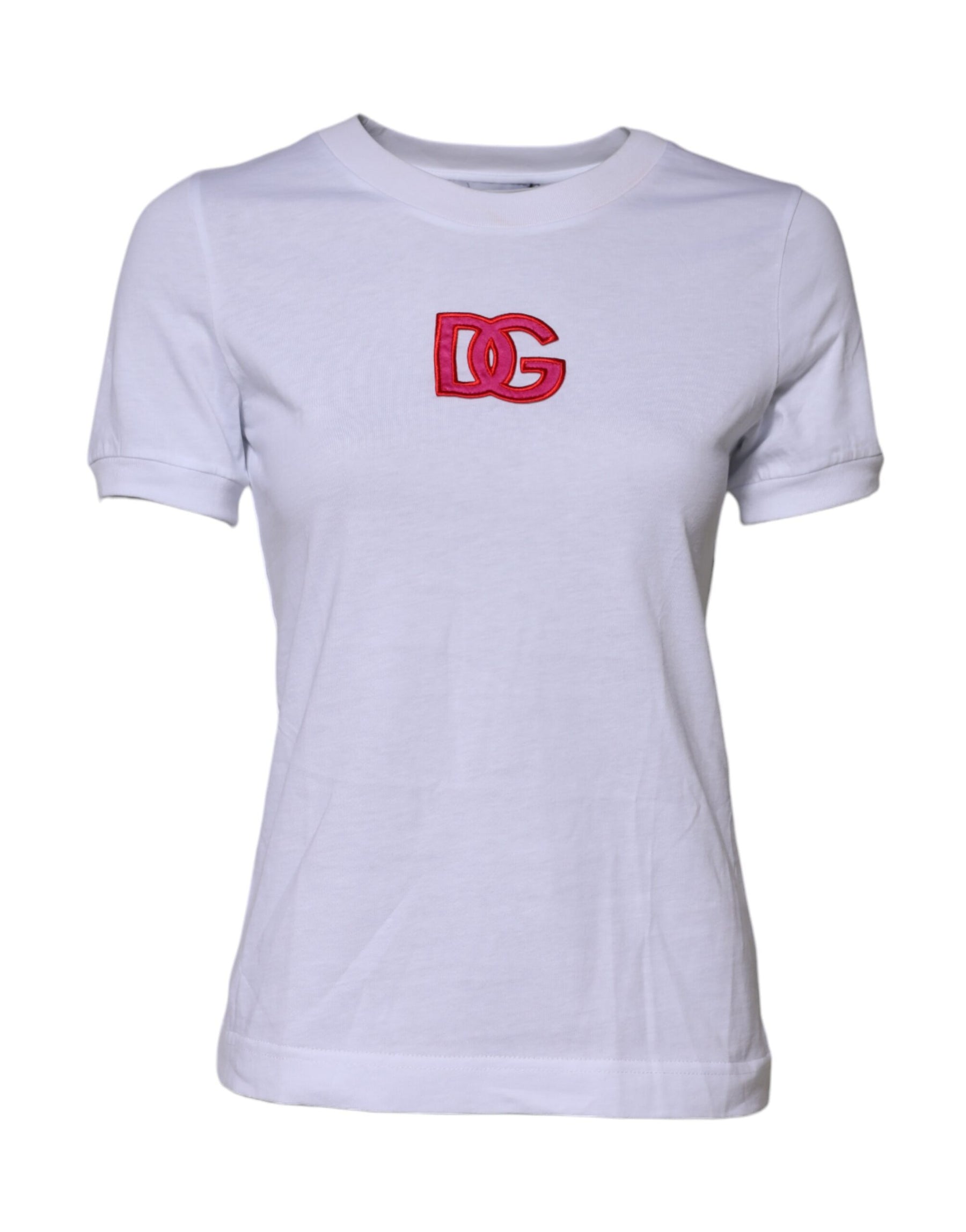 Dolce & Gabbana White Cotton DG Logo Embroidery Top T-shirt | Regal Royce