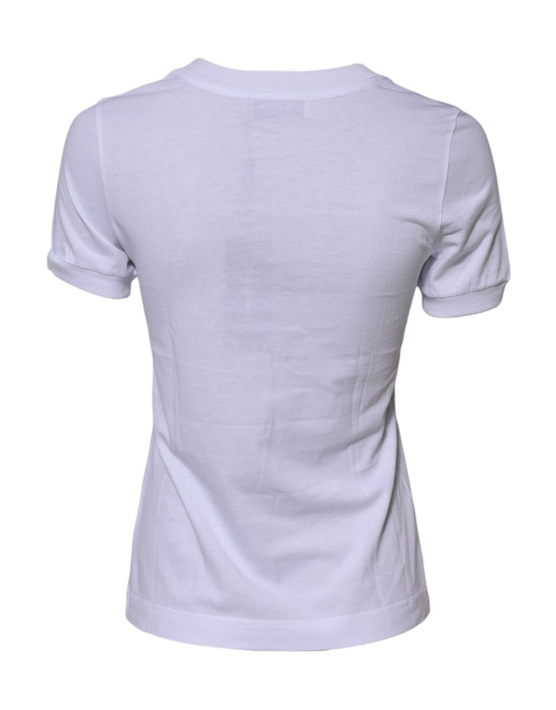 Dolce & Gabbana White Cotton DG Logo Embroidery Top T-shirt | Regal Royce