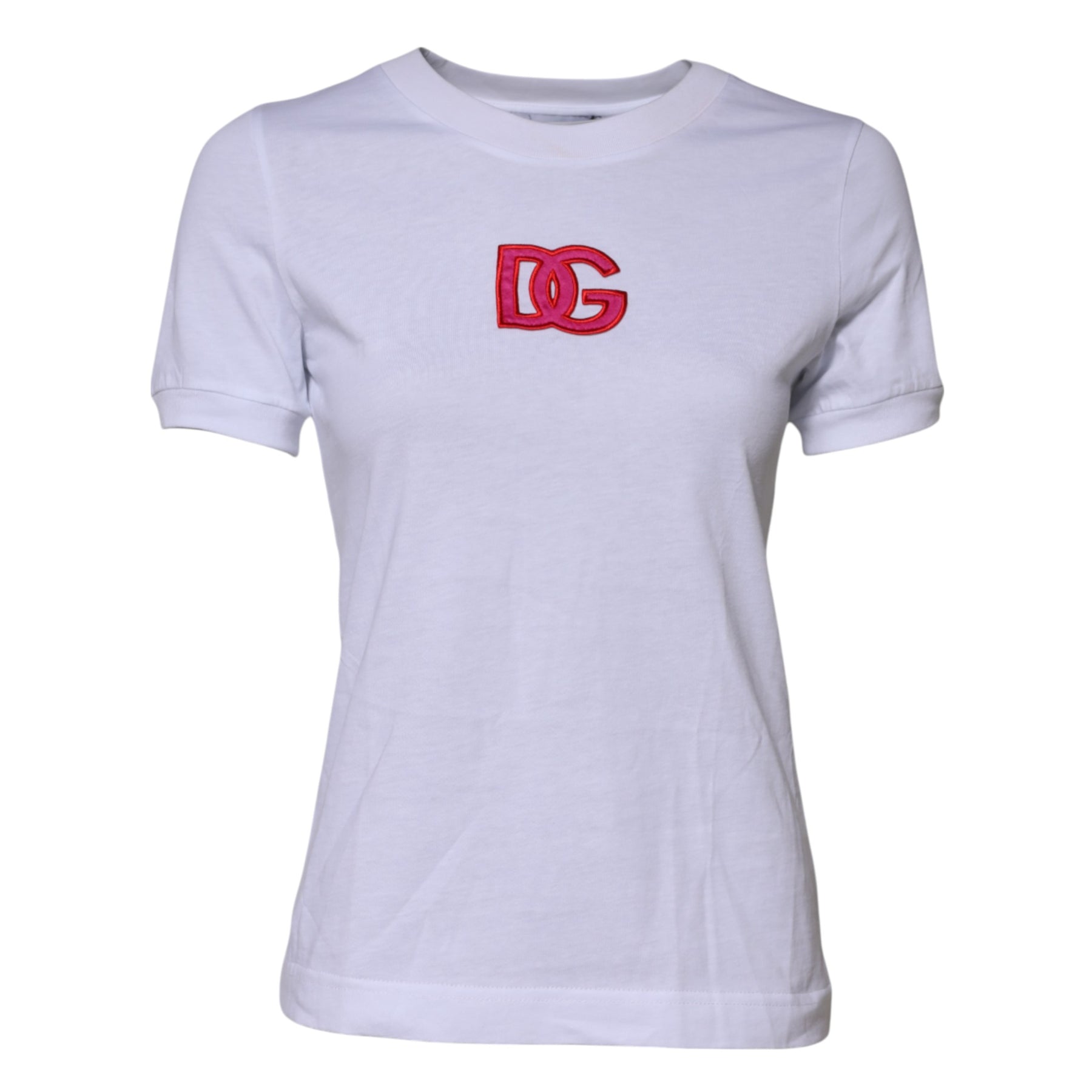 Dolce & Gabbana White Cotton DG Logo Embroidery Top T-shirt | Regal Royce