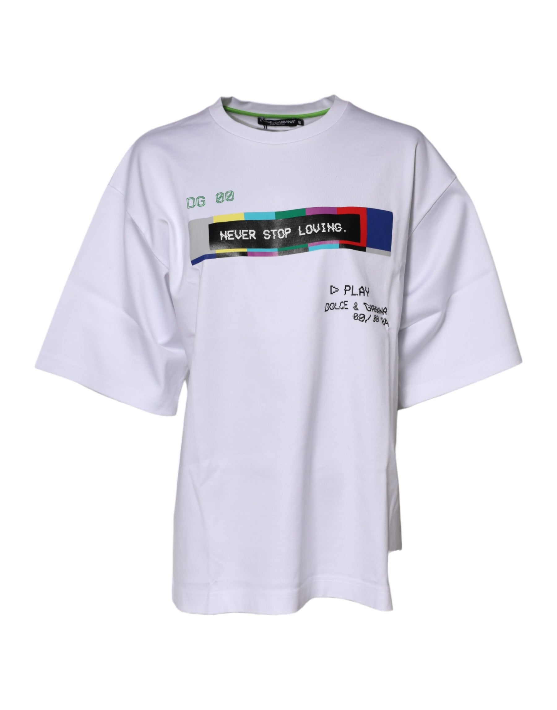Dolce & Gabbana White Cotton Printed Short Sleeves T-shirt | Regal Royce