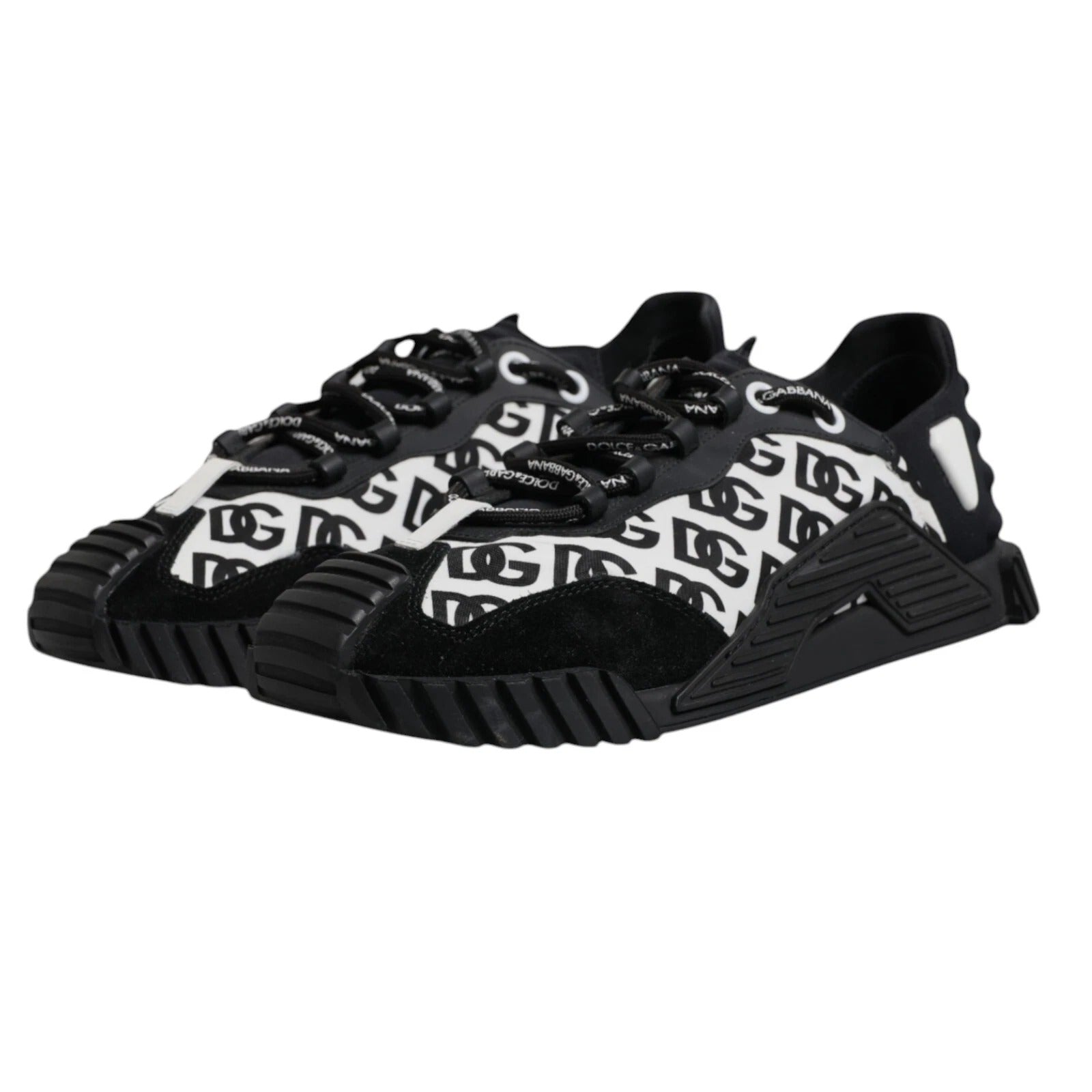 Dolce & Gabbana Black Logo Lace Up Low Top NS1 Sneakers | Regal Royce