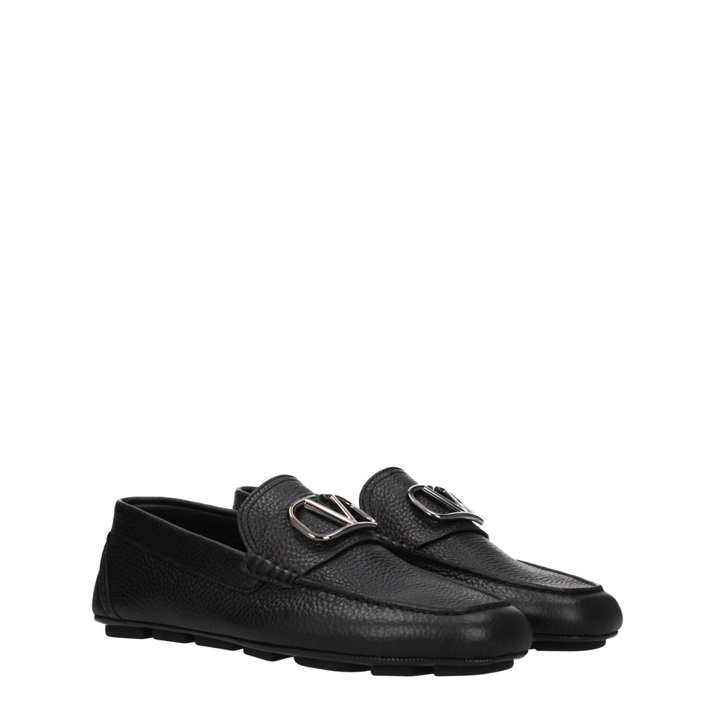 Valentino Garavani Black Leather Slip-On Loafers