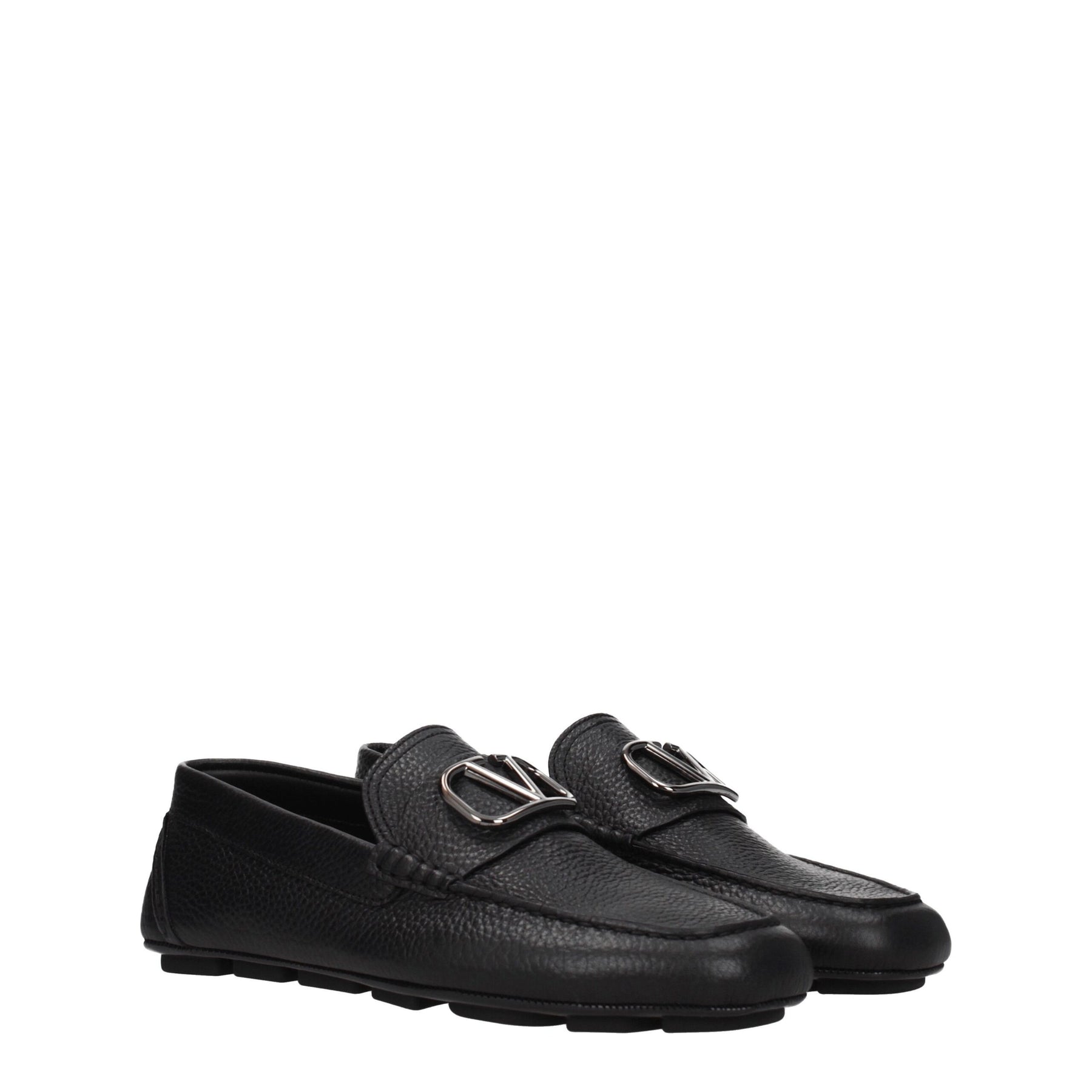 Valentino Garavani Black Leather Slip-On Loafers | Regal Royce