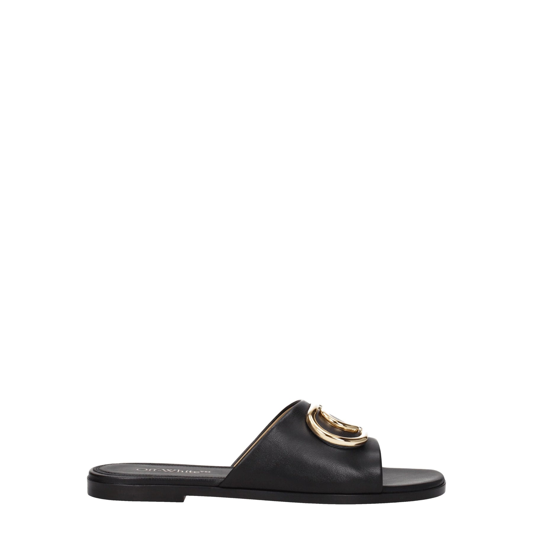 Off-White Black Leather Slippers | Regal Royce