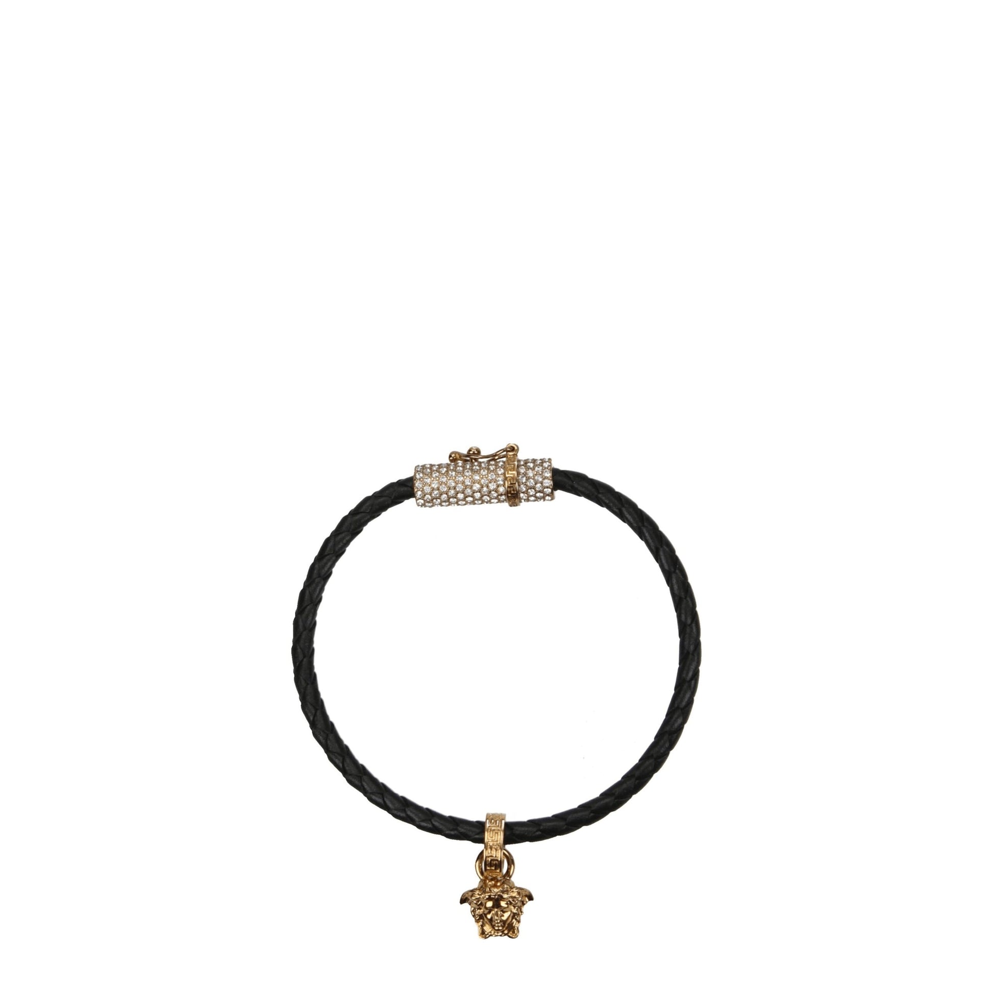 Versace Black Leather Bracelet