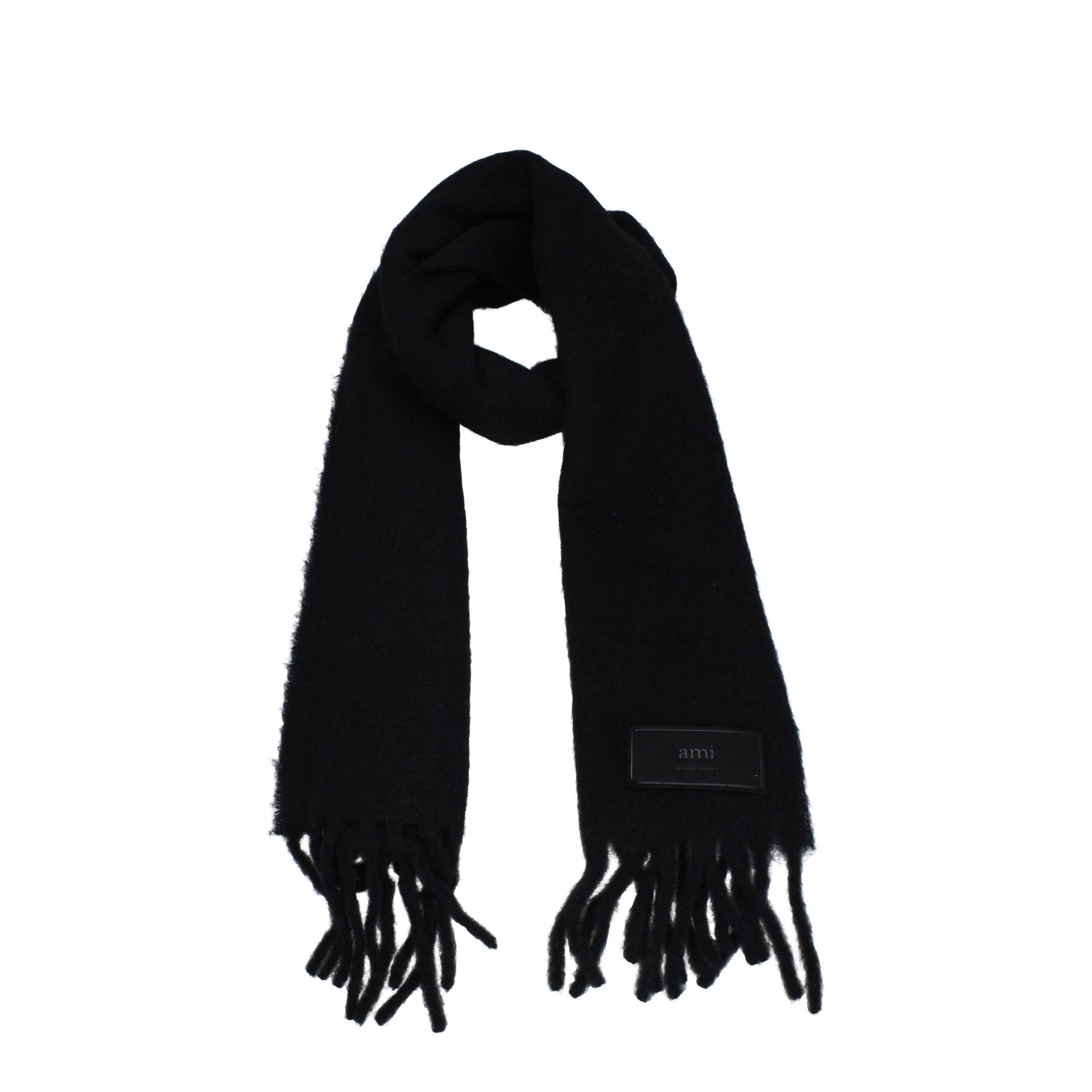 Ami Paris Black Leather Scarf | Regal Royce