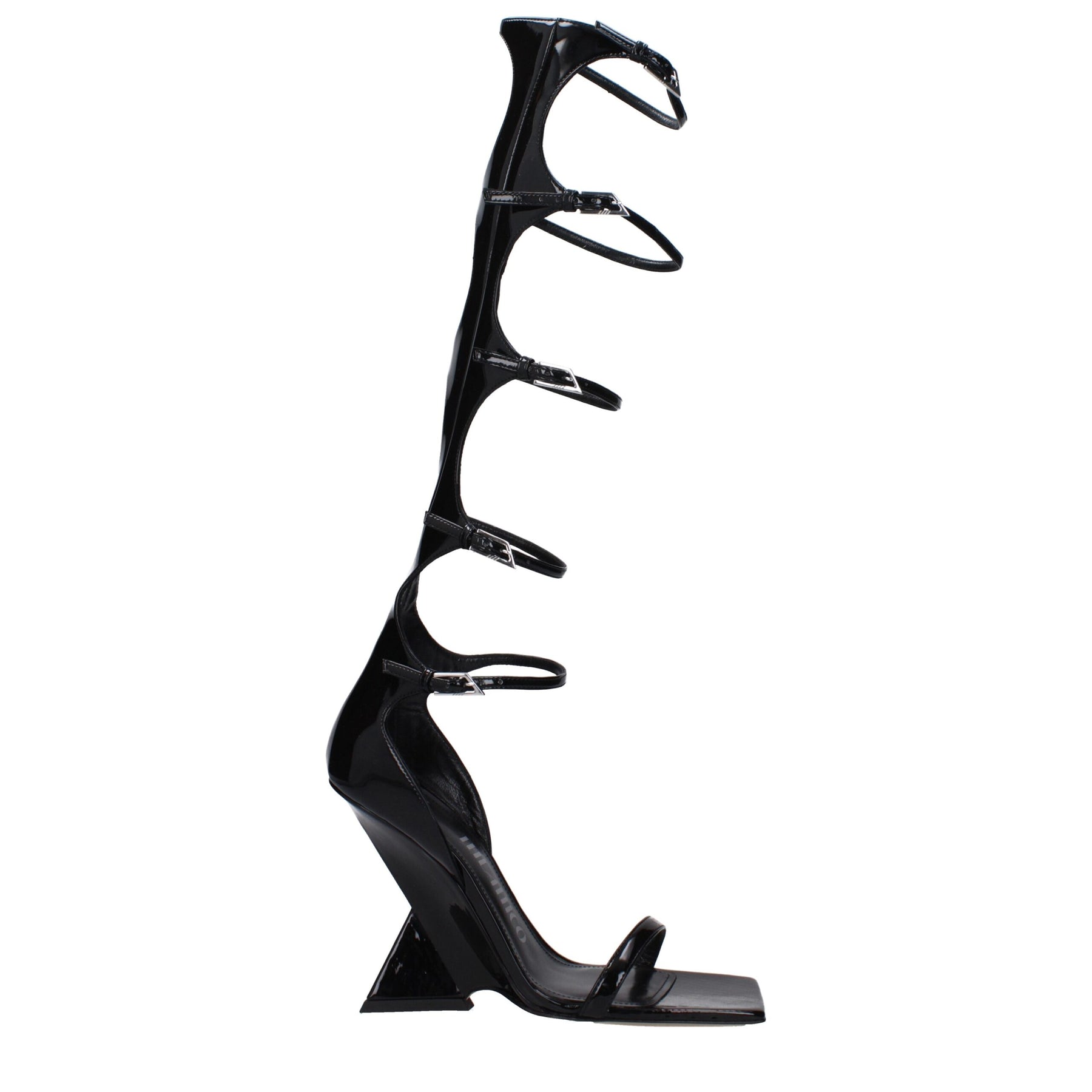 The Attico Black Leather Stiletto Heel Sandals | Regal Royce