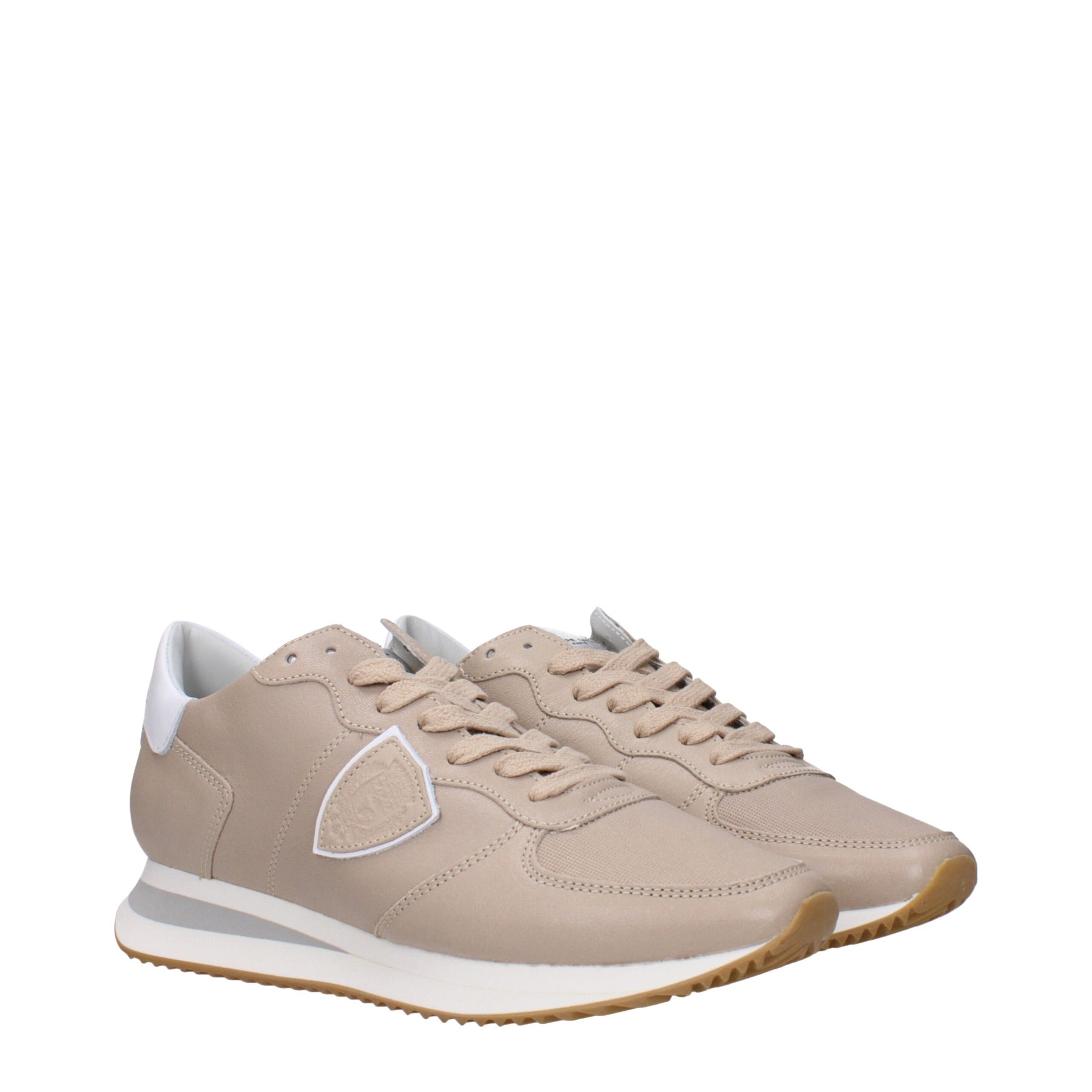 Philippe Model Beige Leather Low Top Sneakers | Regal Royce