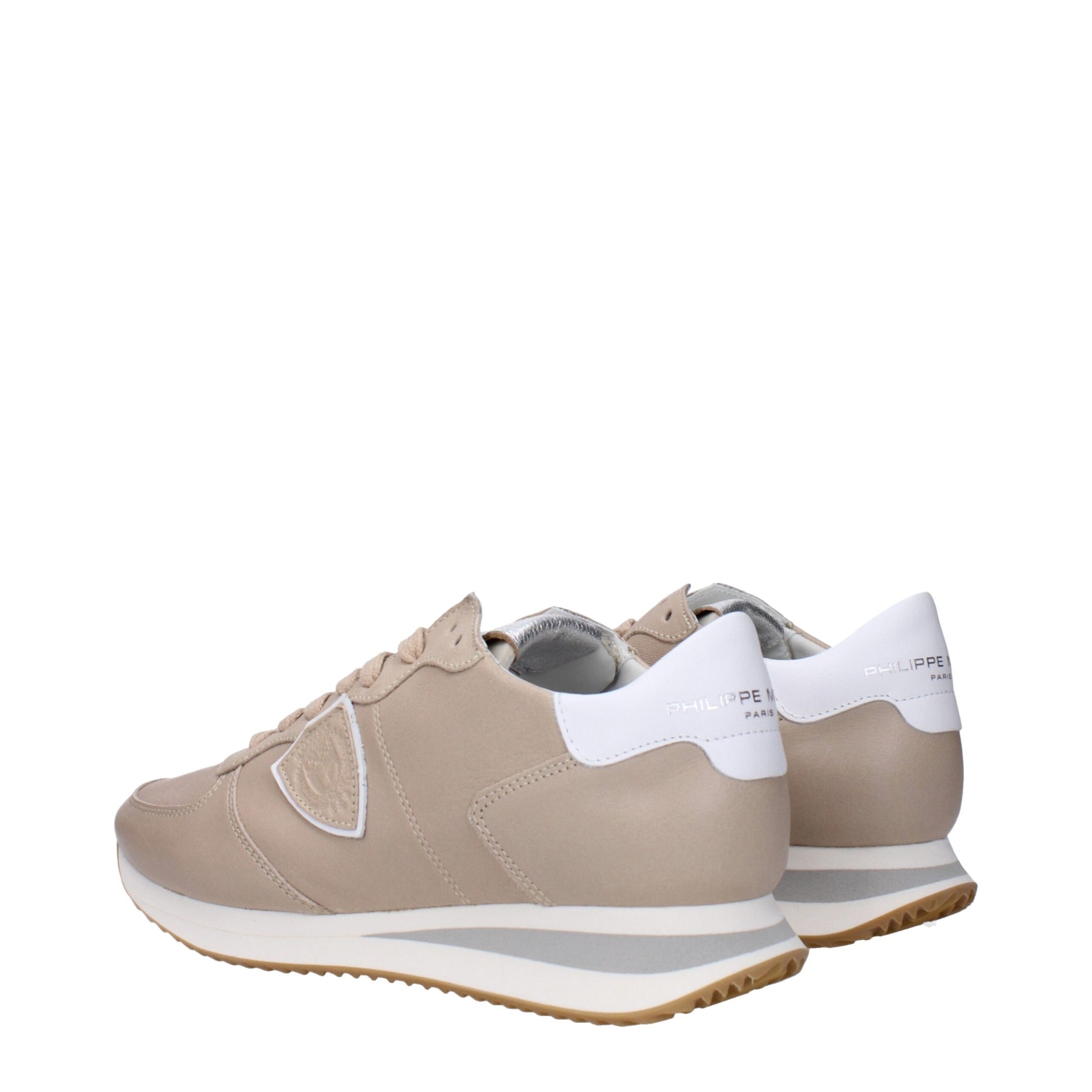 Philippe Model Beige Leather Low Top Sneakers | Regal Royce