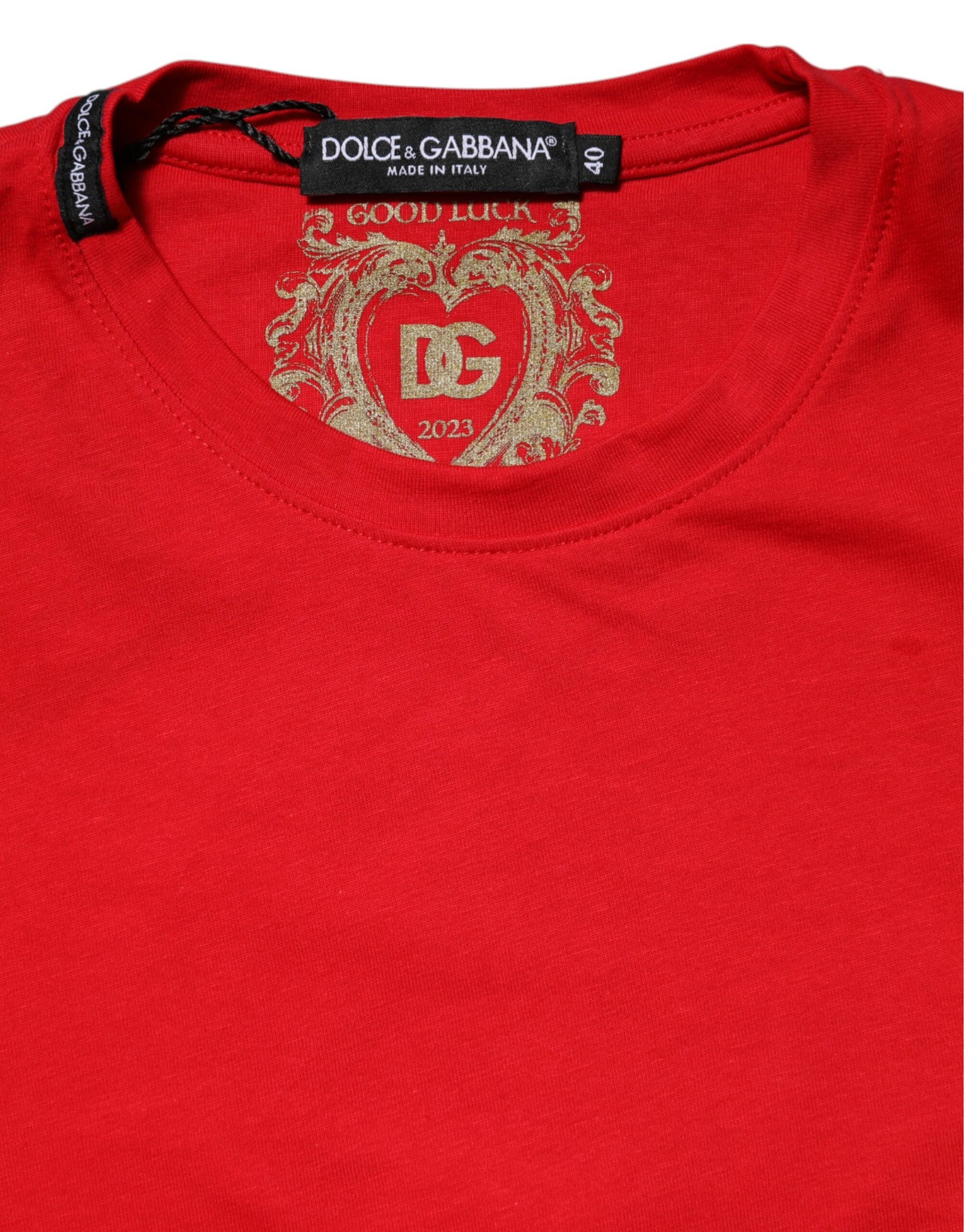 Dolce & Gabbana Red Crew Neck Short Sleeves Tee T-shirt | Regal Royce