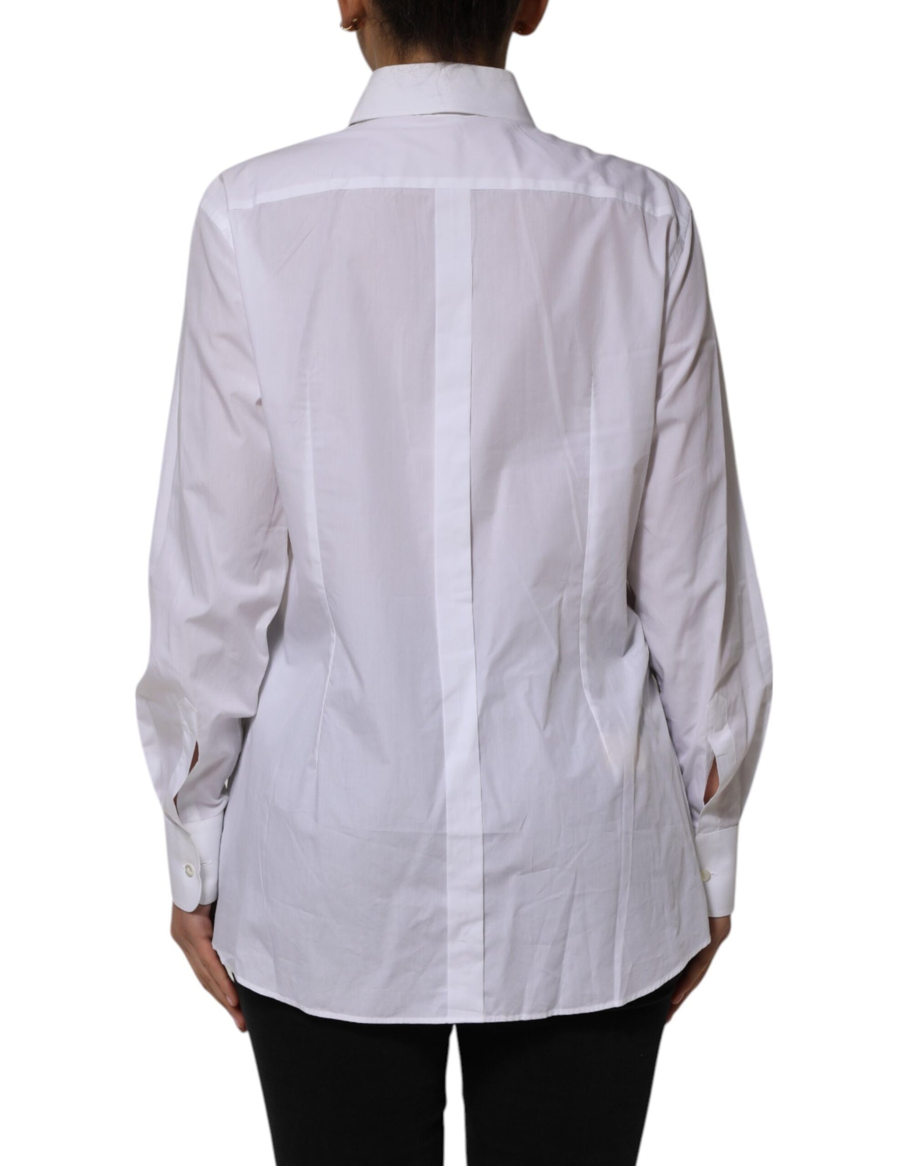 Dolce & Gabbana White Cotton Collared Long Sleeves Shirt Top | Regal Royce