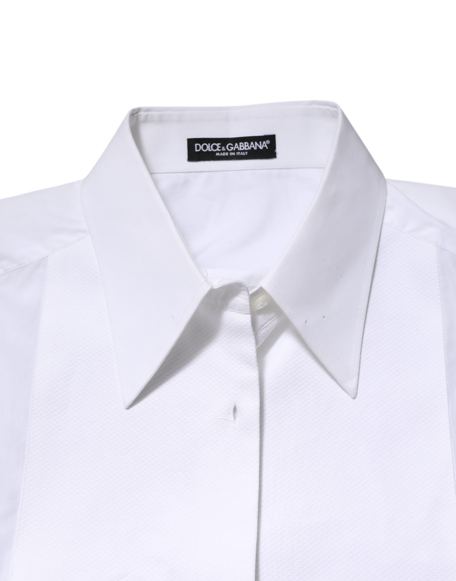 Dolce & Gabbana White Cotton Collared Long Sleeves Shirt Top | Regal Royce