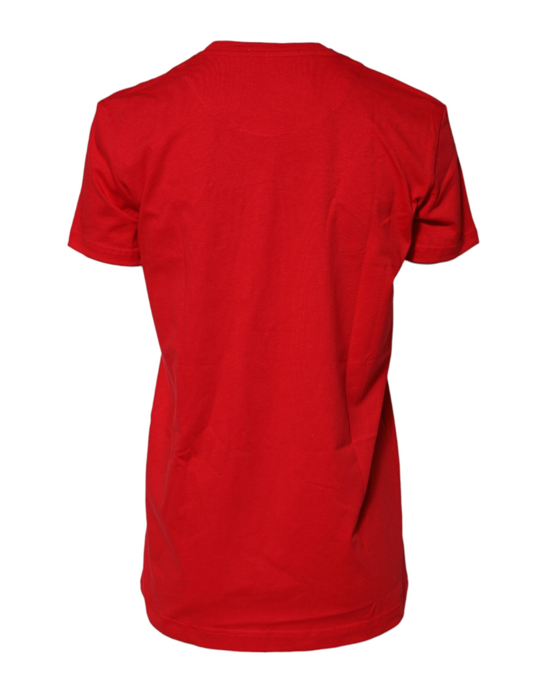 Dolce & Gabbana Red Cotton Short Sleeves Crew Neck Top T-shirt | Regal Royce