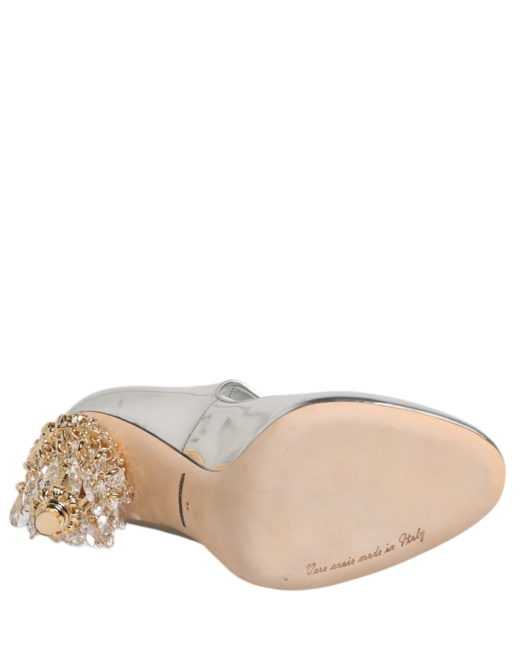 Dolce & Gabbana Silver Chandelier Sculpted Heel Mary Jane Pump Shoes | Regal Royce