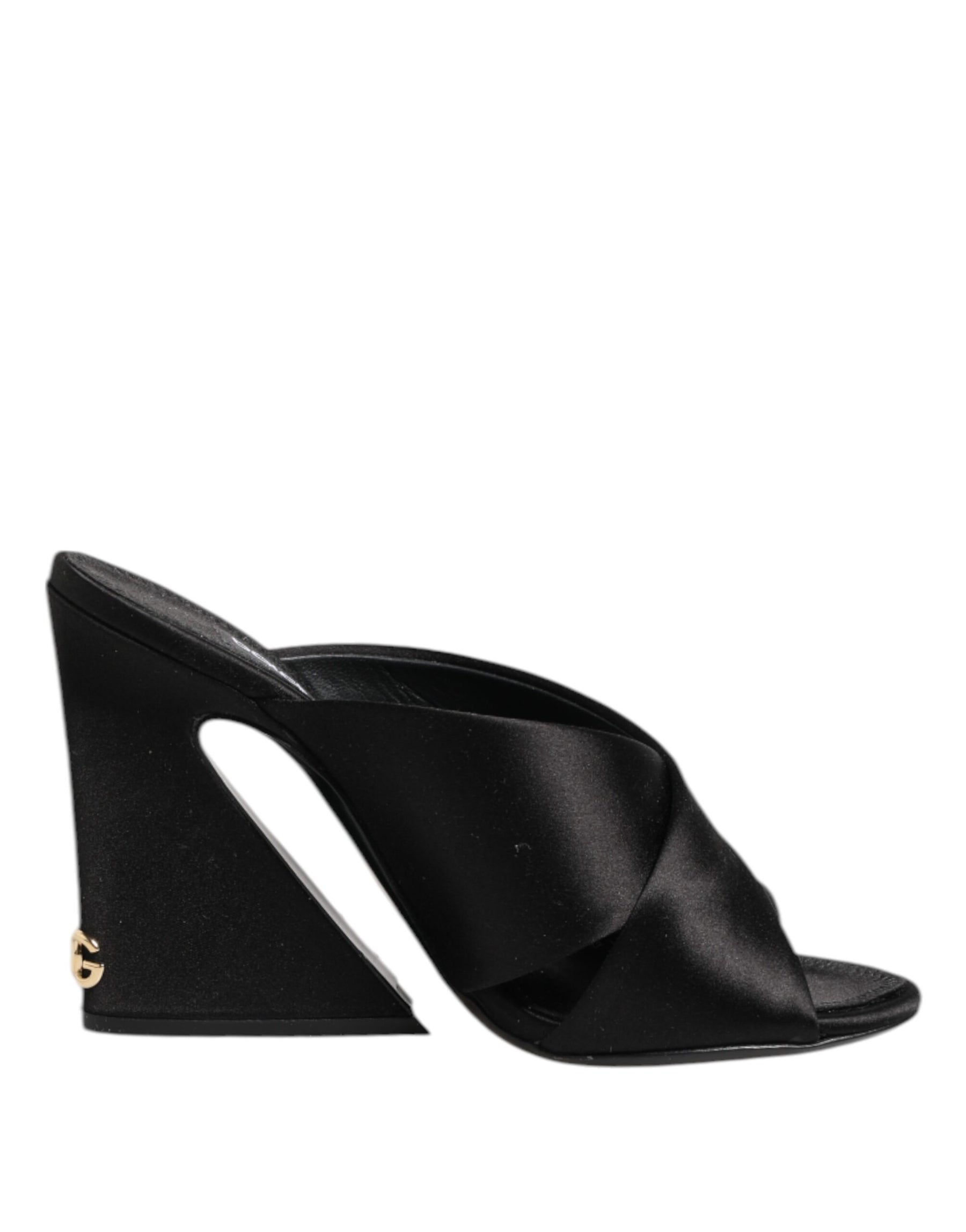 Dolce & Gabbana Black Logo KEIRA Satin Slides Sandals Shoes | Regal Royce