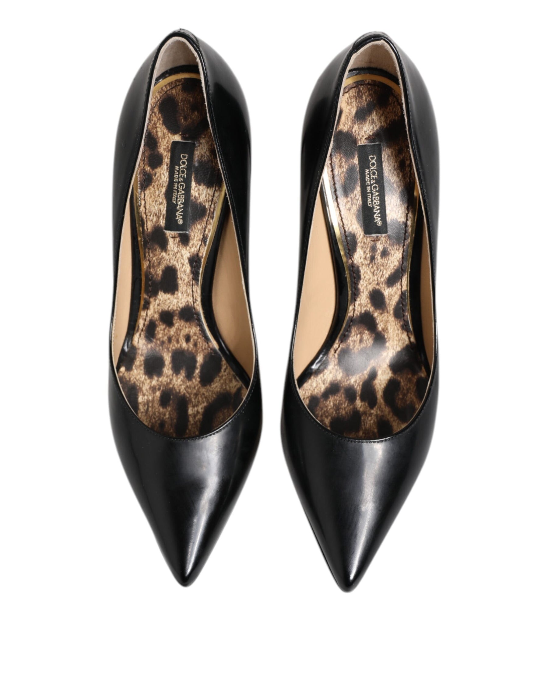 Dolce & Gabbana Black Calf Leather Stiletto Heels Pumps Shoes | Regal Royce