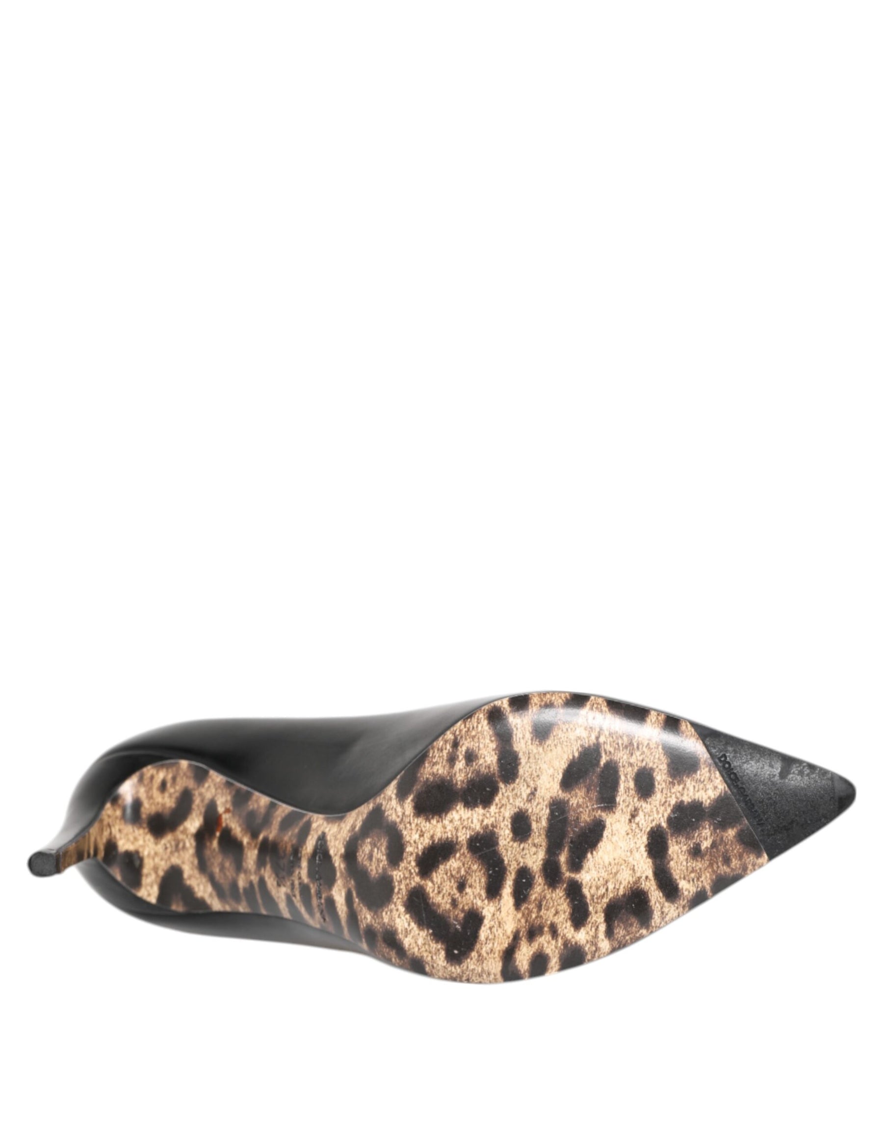 Dolce & Gabbana Black Calf Leather Stiletto Heels Pumps Shoes | Regal Royce