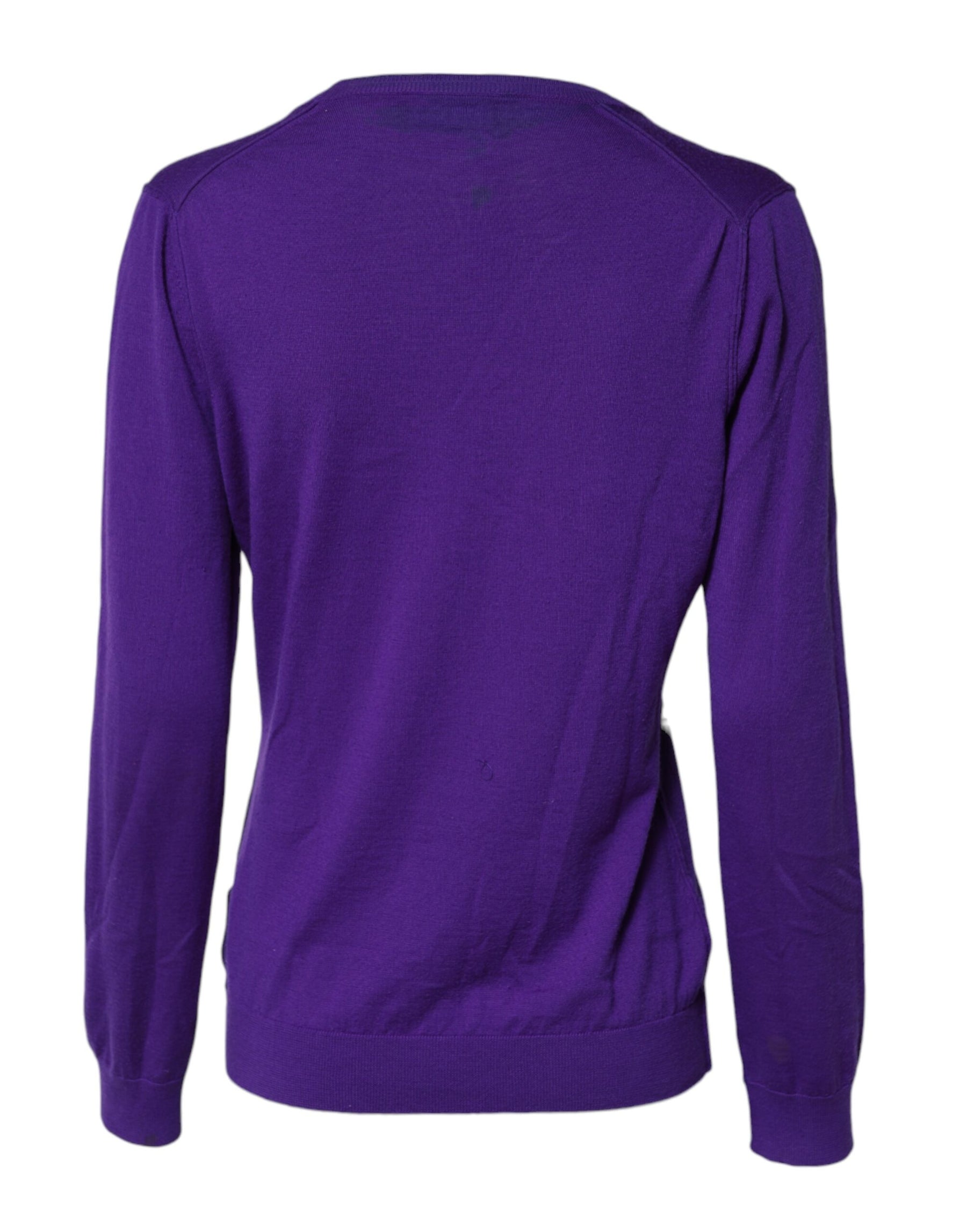 Dolce & Gabbana Purple Wool Knit V-neck Cardigan Sweater | Regal Royce