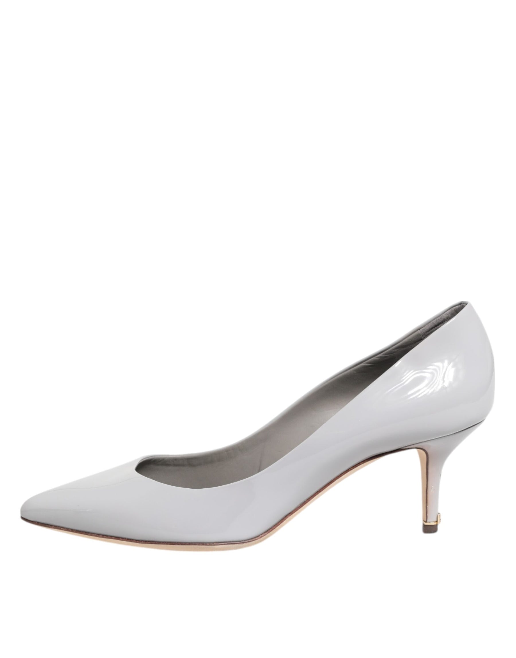 Dolce & Gabbana Light Gray Leather Kitten Heels Pumps Shoes | Regal Royce