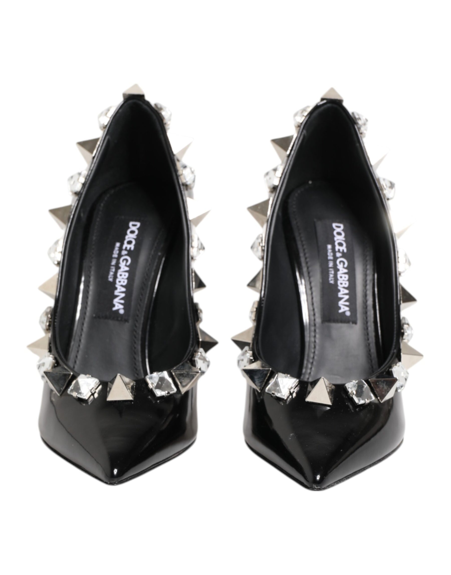 Dolce & Gabbana Black Crystals Studs Stiletto Pumps Shoes | Regal Royce