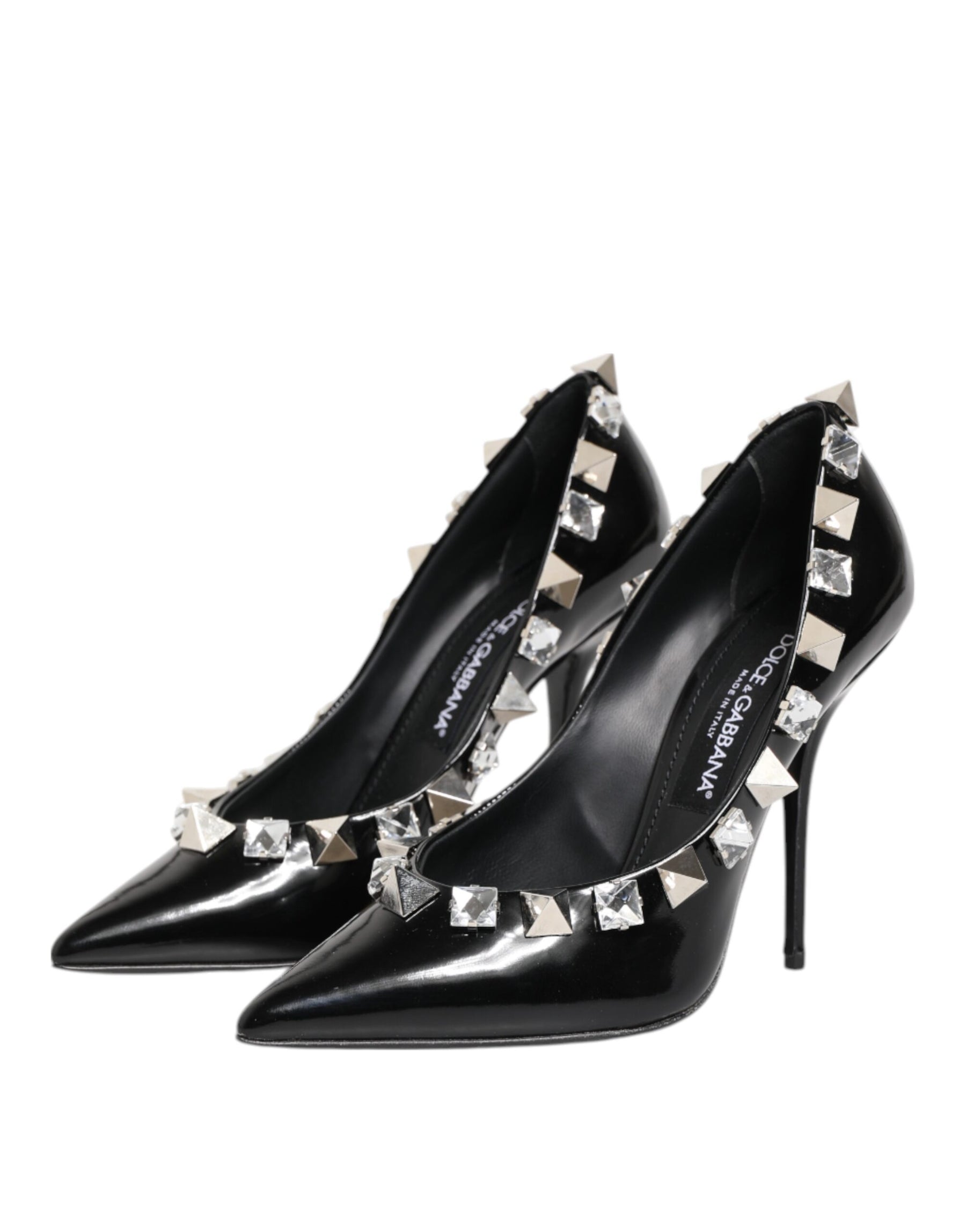 Dolce & Gabbana Black Crystals Studs Stiletto Pumps Shoes | Regal Royce