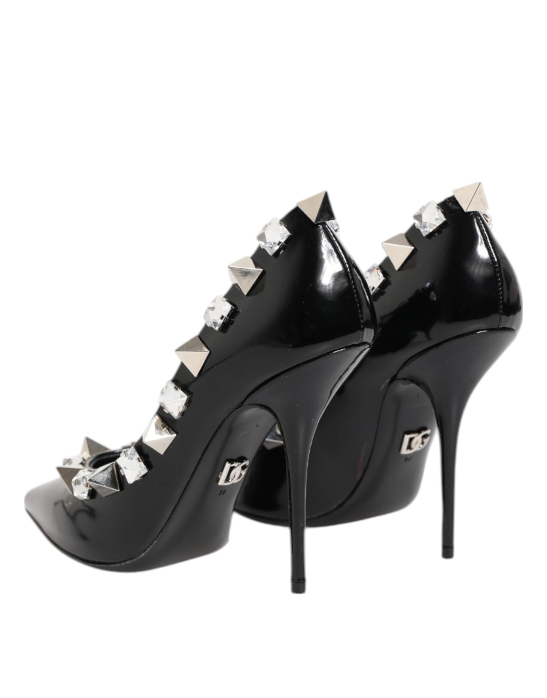 Dolce & Gabbana Black Crystals Studs Stiletto Pumps Shoes | Regal Royce