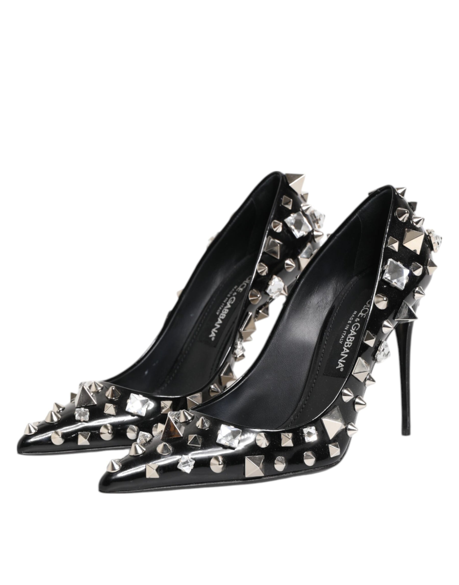 Dolce & Gabbana Black Crystals Studs Stiletto Pumps Shoes | Regal Royce
