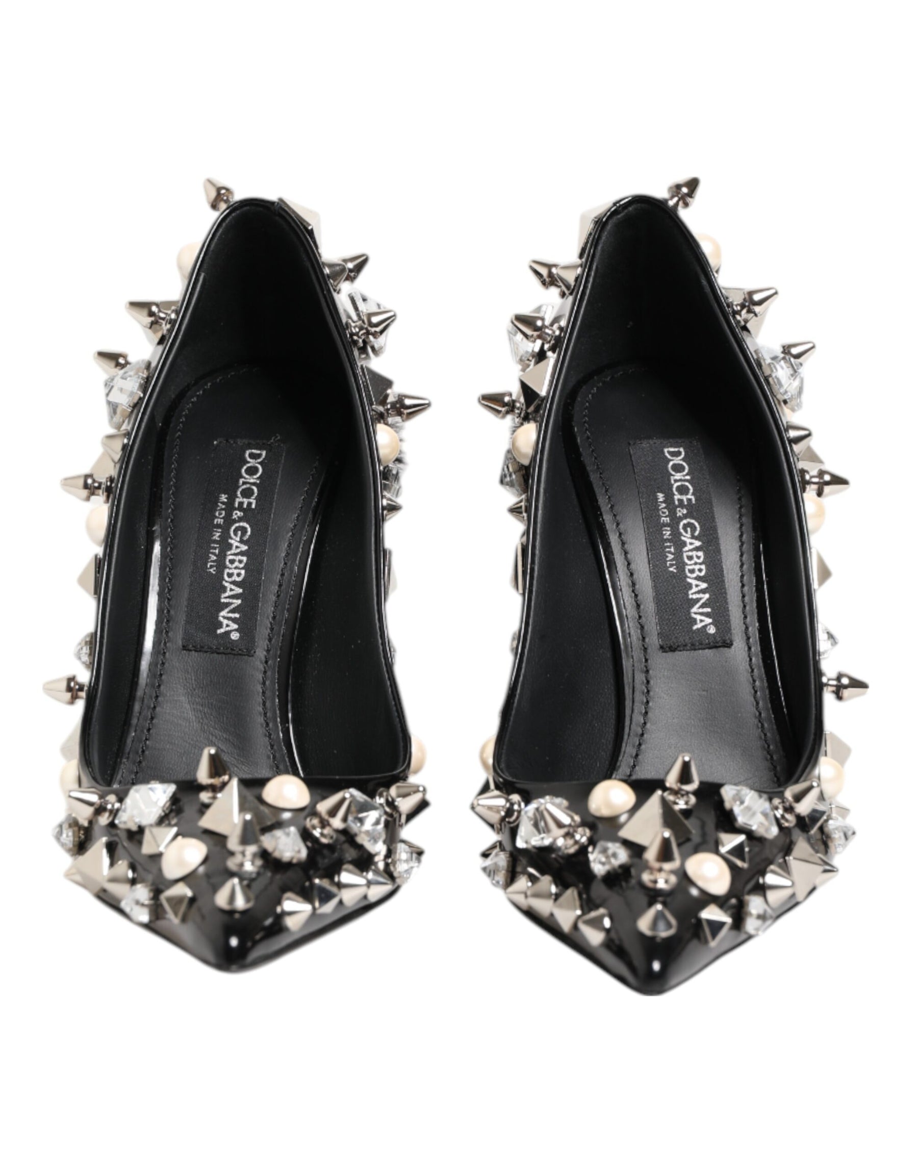 Dolce & Gabbana Black Crystals Studs Stiletto Pumps Shoes | Regal Royce